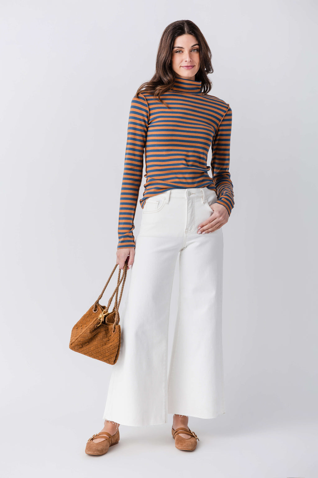 Trend Notes Striped Turtleneck Top