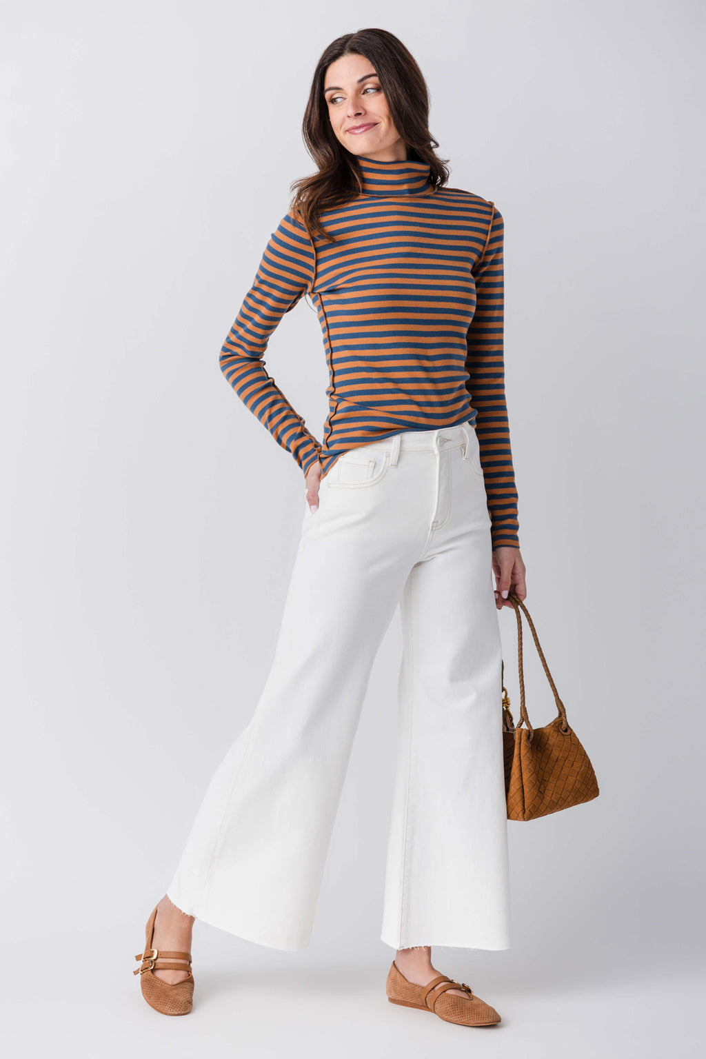 Trend Notes Striped Turtleneck Top