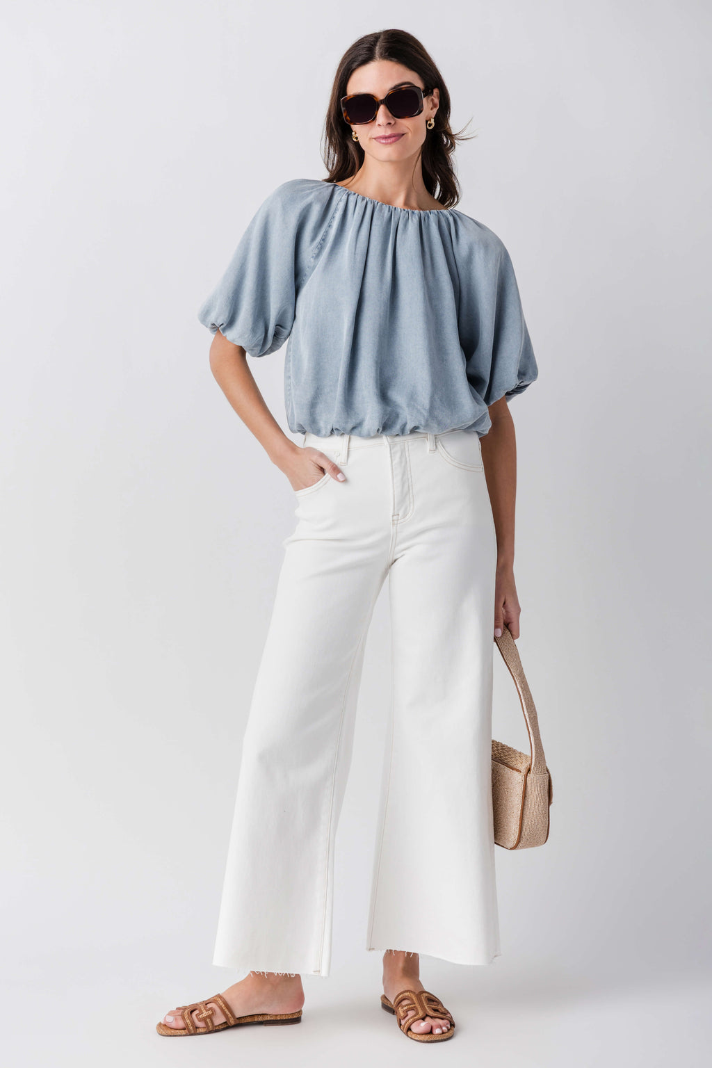 THML Tencel Bubble Hem Top