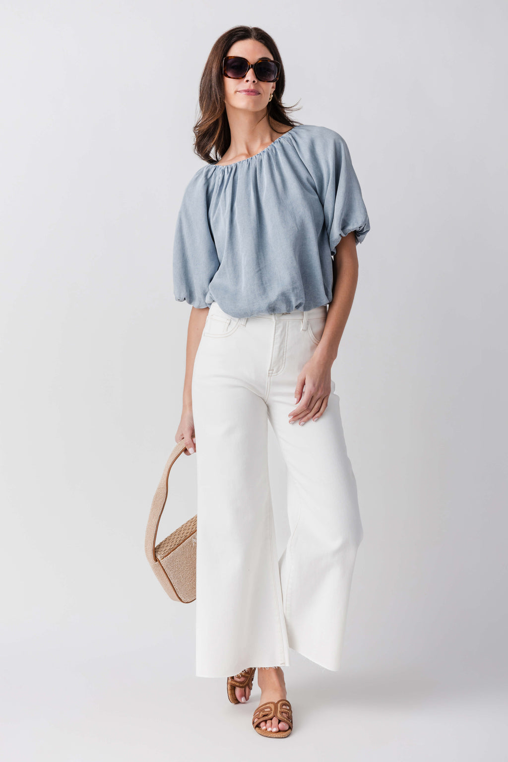 THML Tencel Bubble Hem Top