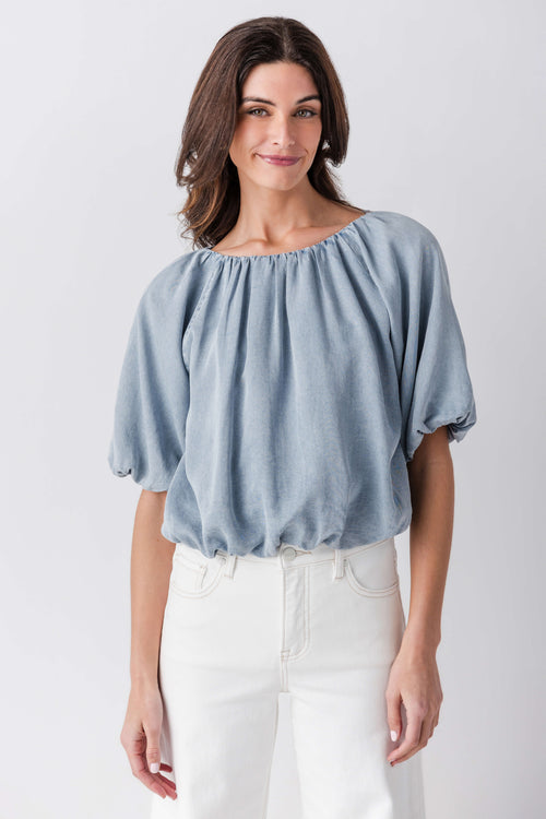 THML Tencel Bubble Hem Top