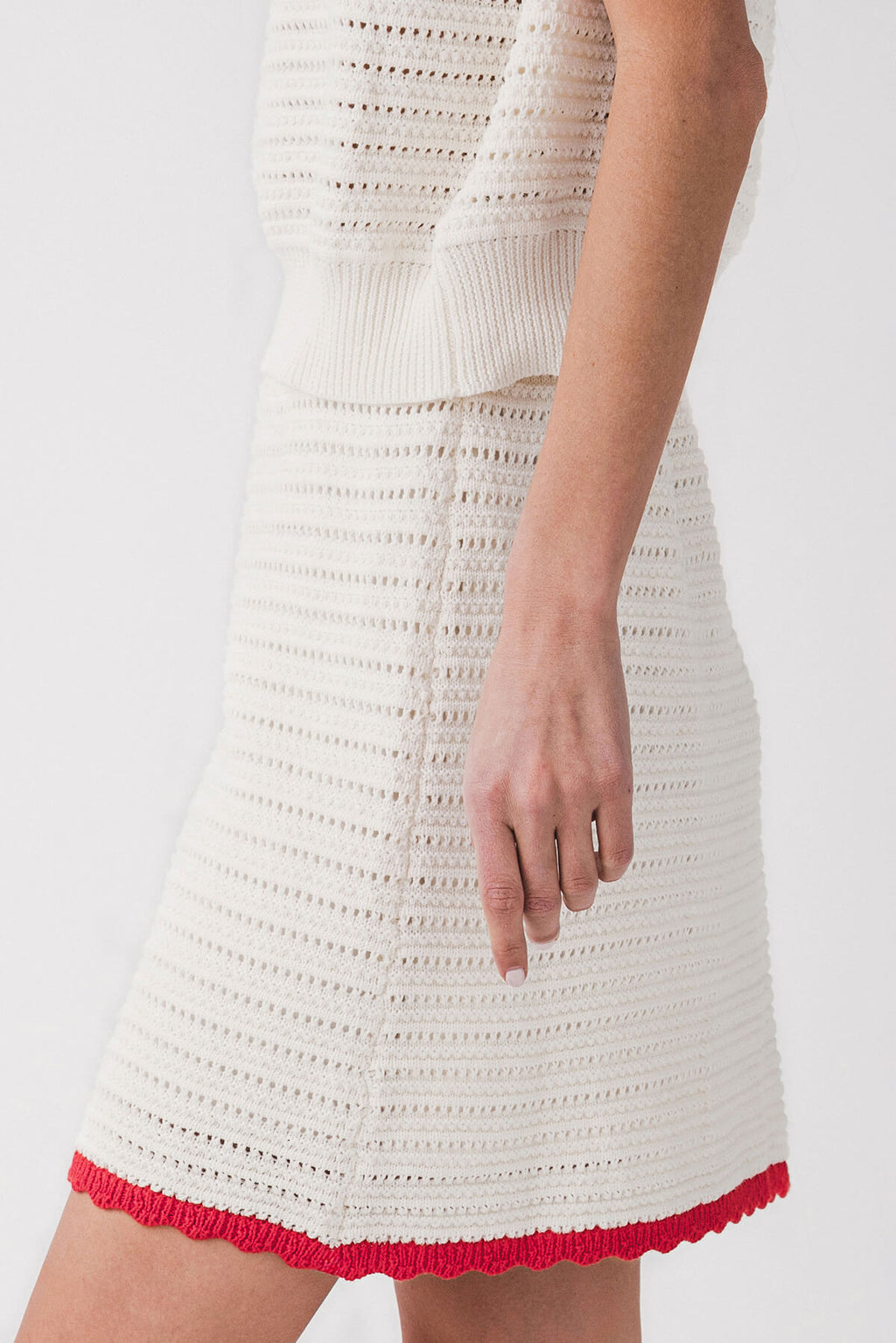 FRNCH Crochet Scallop Trim Pull On Skirt