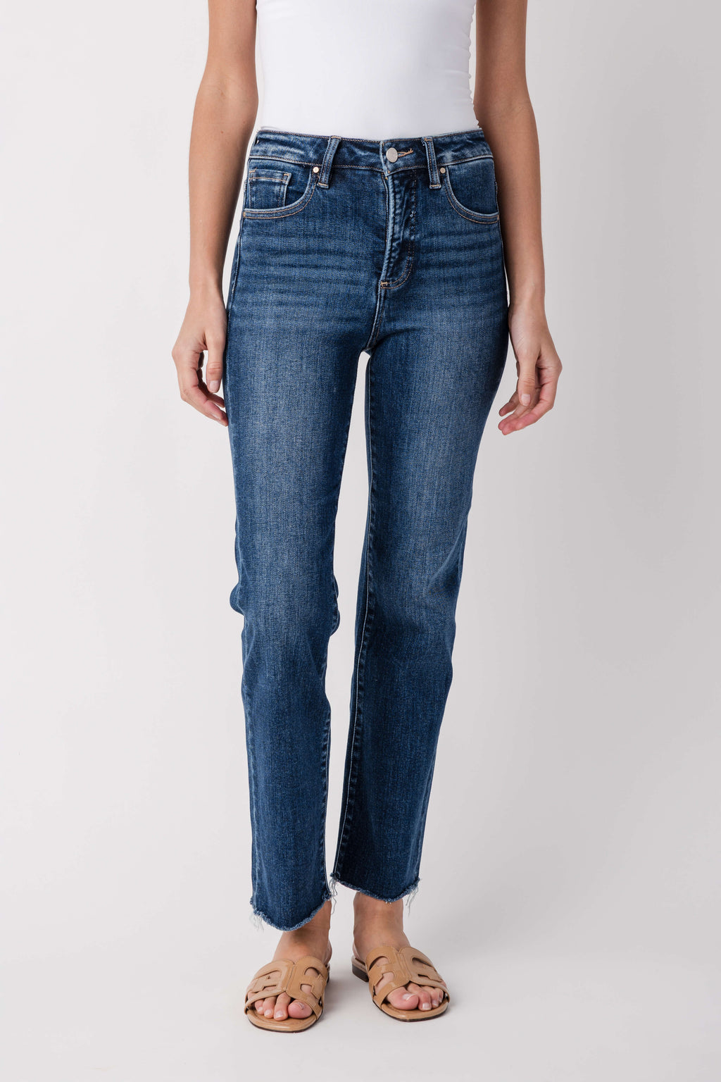 Risen Riley High Rise Crop Straight Jeans