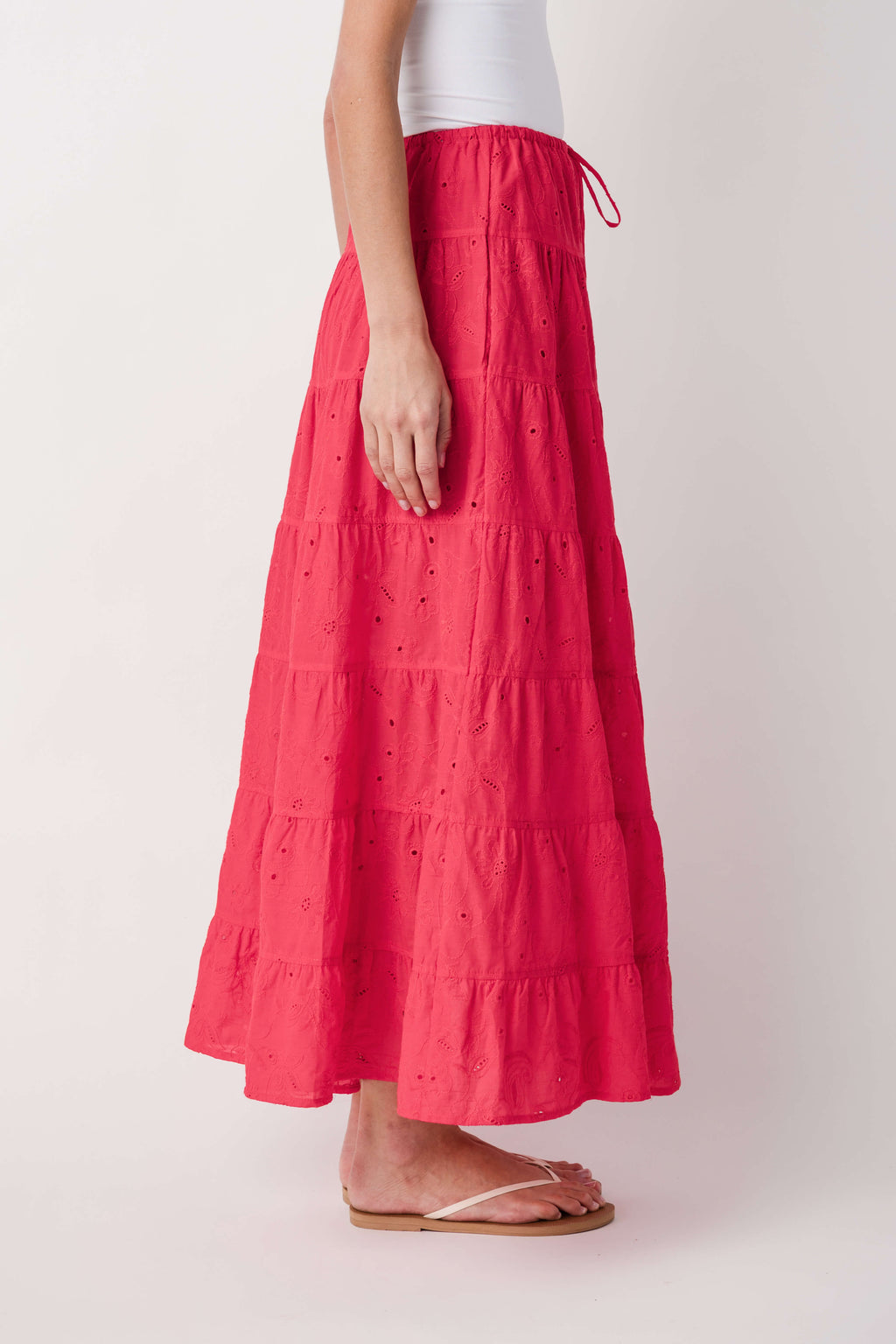 Raisonnel Tiered Eyelet Maxi Skirt