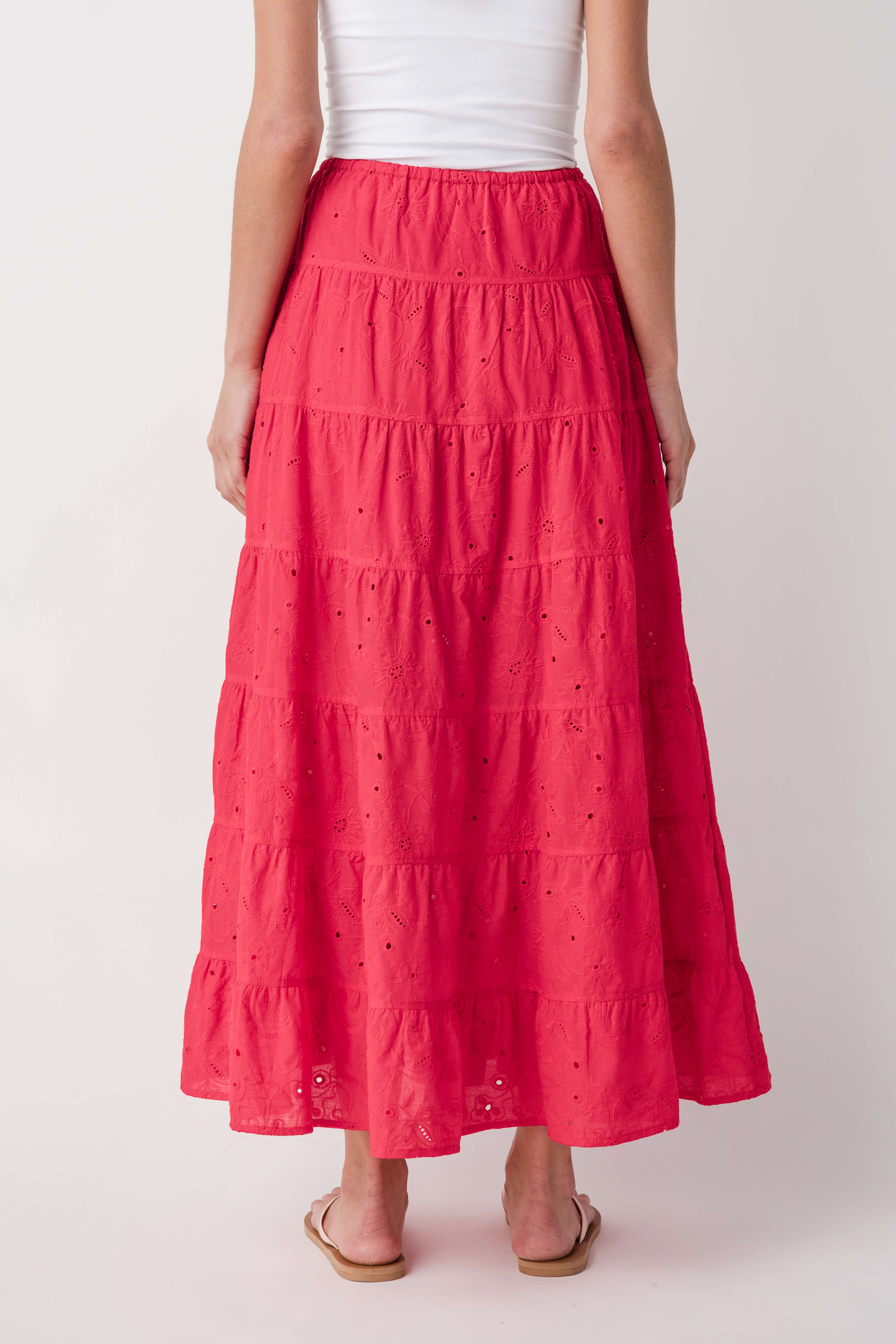Raisonnel Tiered Eyelet Maxi Skirt