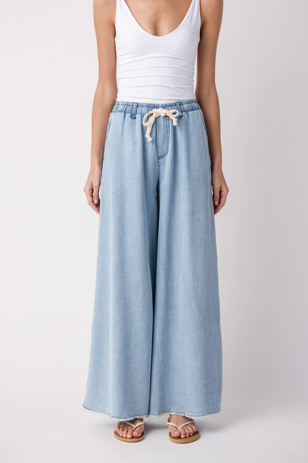 Vintage Havana Denim Tencel Wide Leg Pants