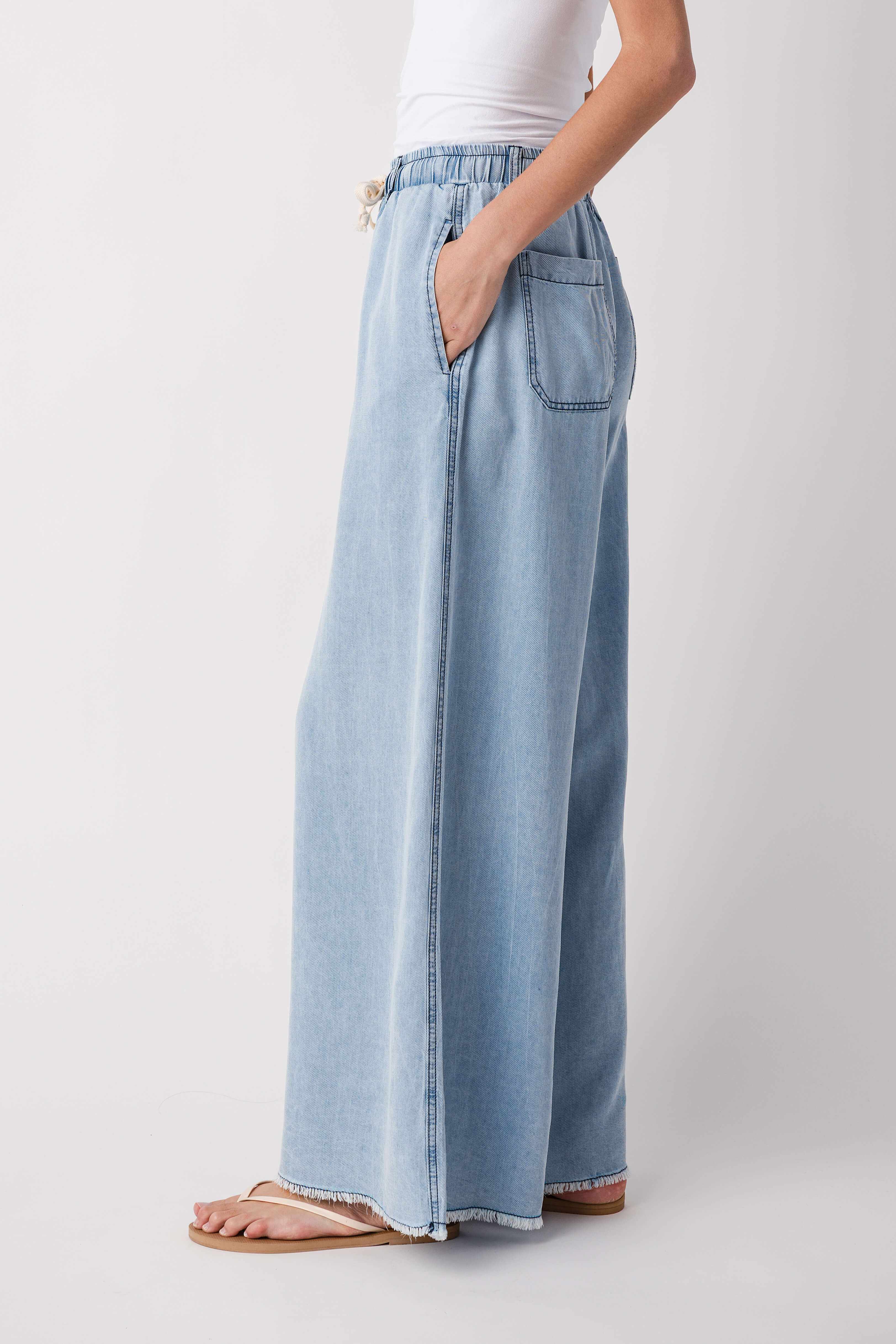 Vintage Havana Denim Tencel Wide Leg Pants
