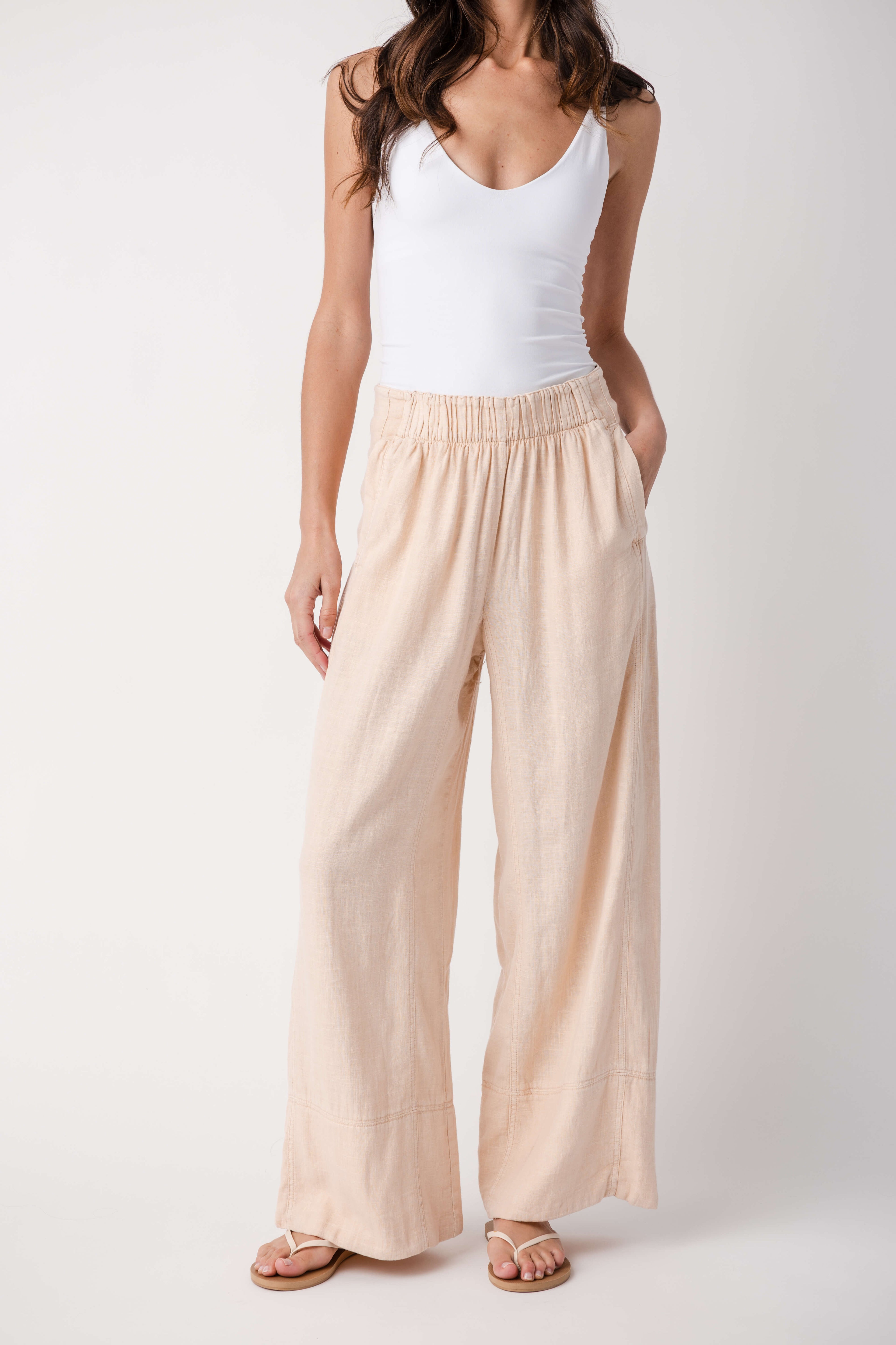 Free People Days End Linen Pull On Pant