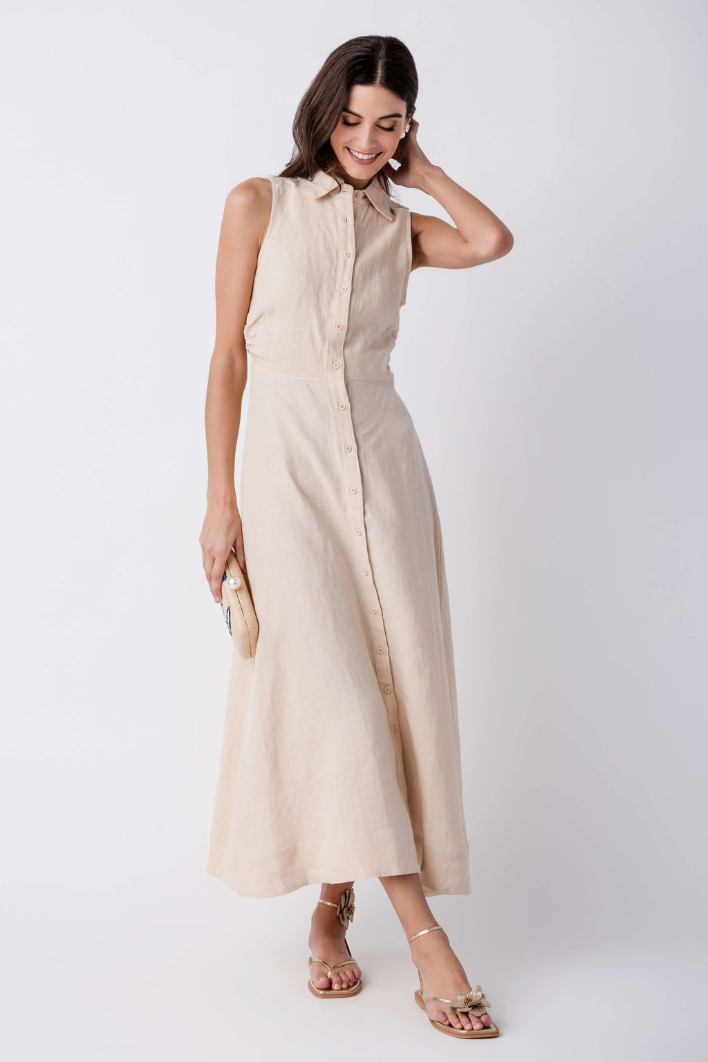 Olivaceous Aimme Linen Maxi Dress