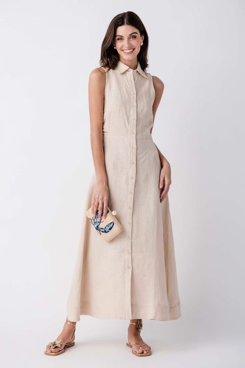 Olivaceous Aimme Linen Maxi Dress Natural / Medium