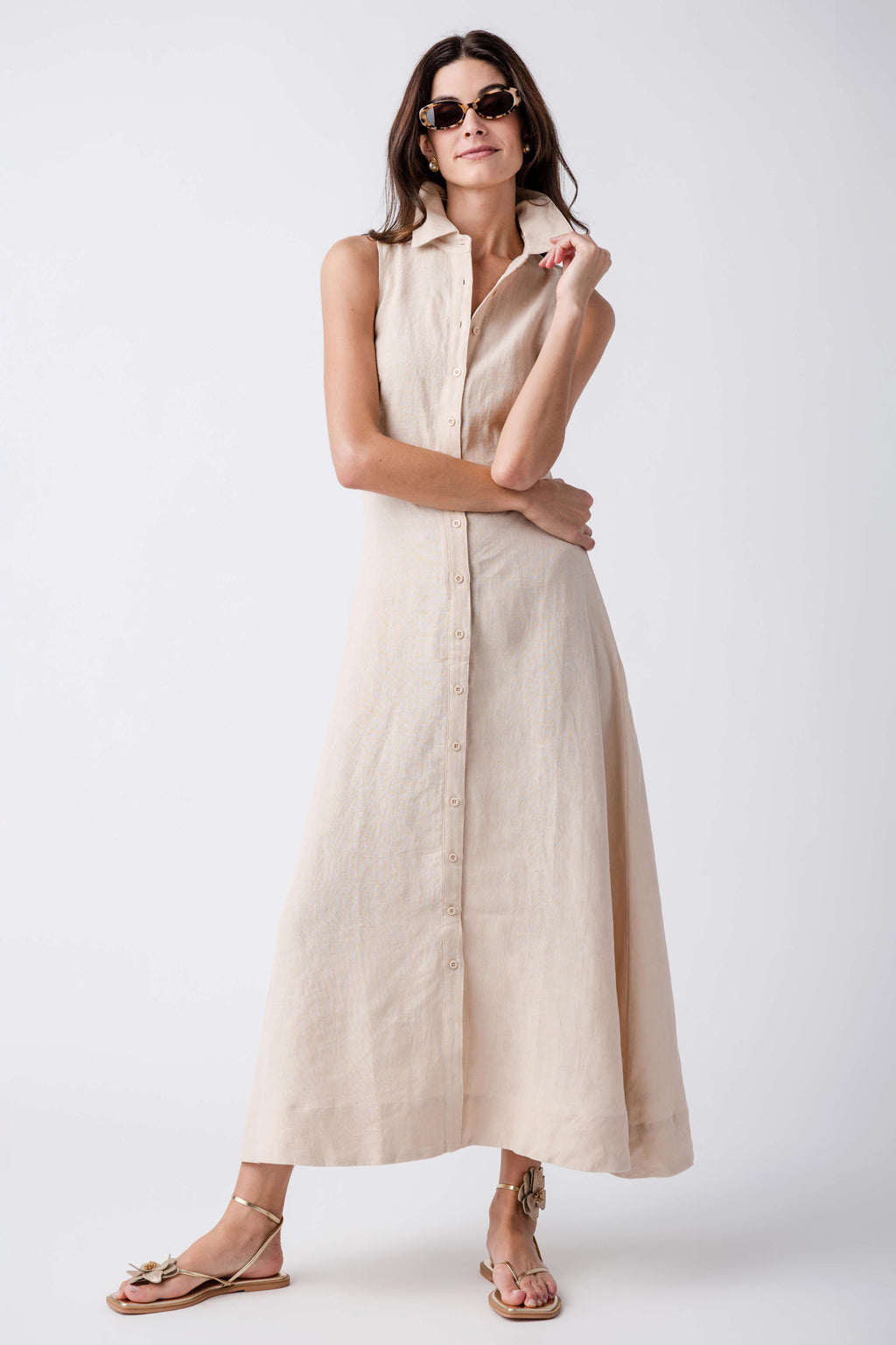 Olivaceous Aimme Linen Maxi Dress