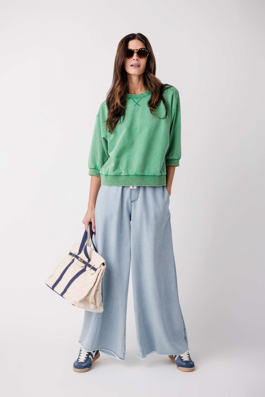 Jodifl Solid 3/4 Dolan Sleeve Sweatshirt Top