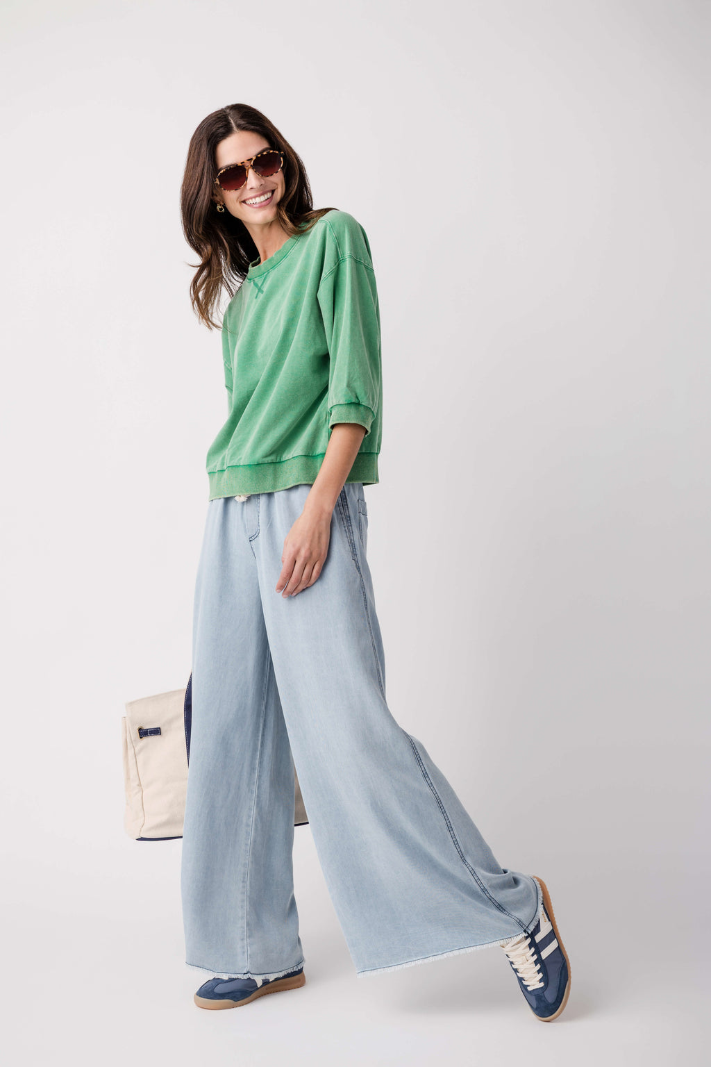 Jodifl Solid 3/4 Dolan Sleeve Sweatshirt Top