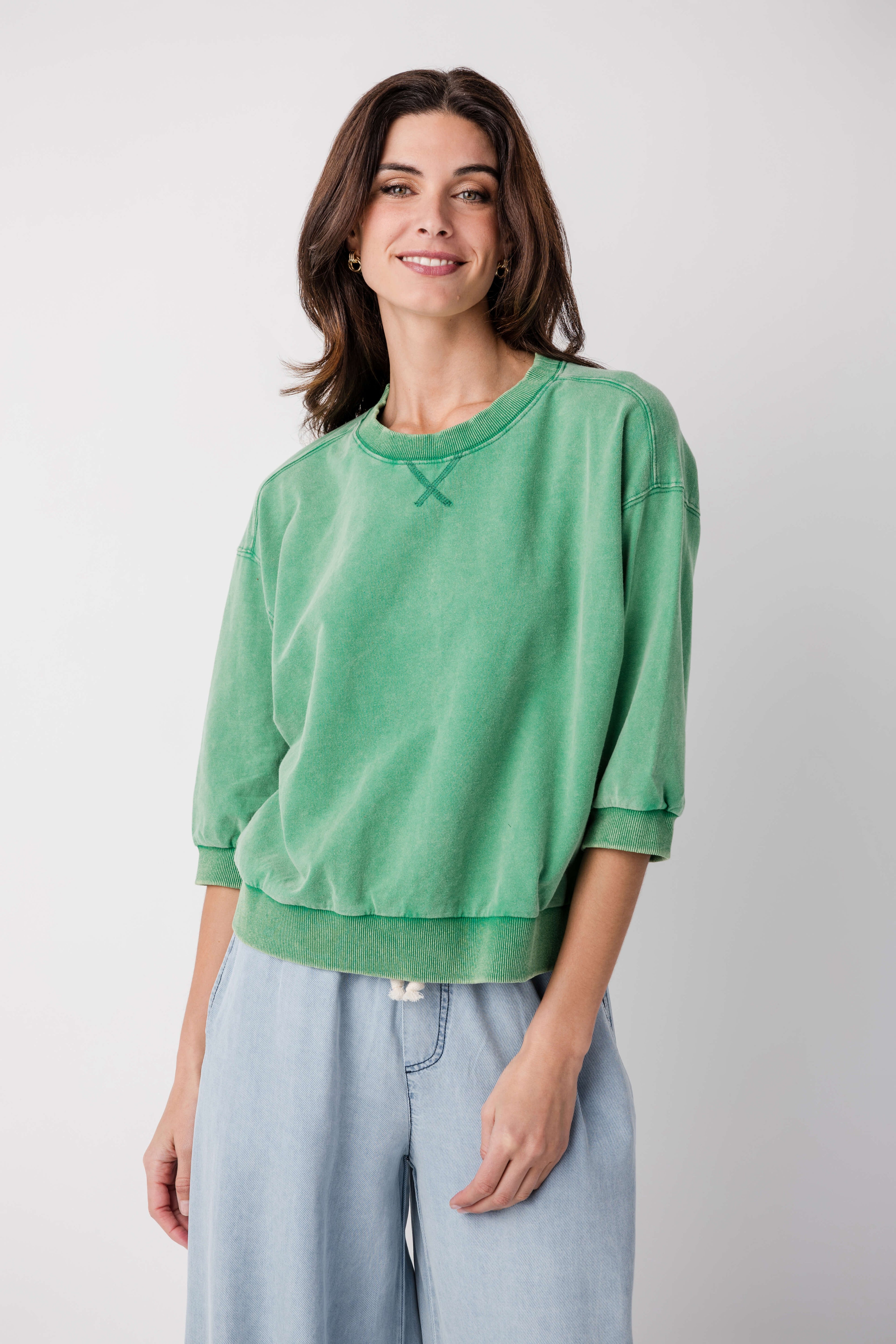 Jodifl Solid 3/4 Dolan Sleeve Sweatshirt Top