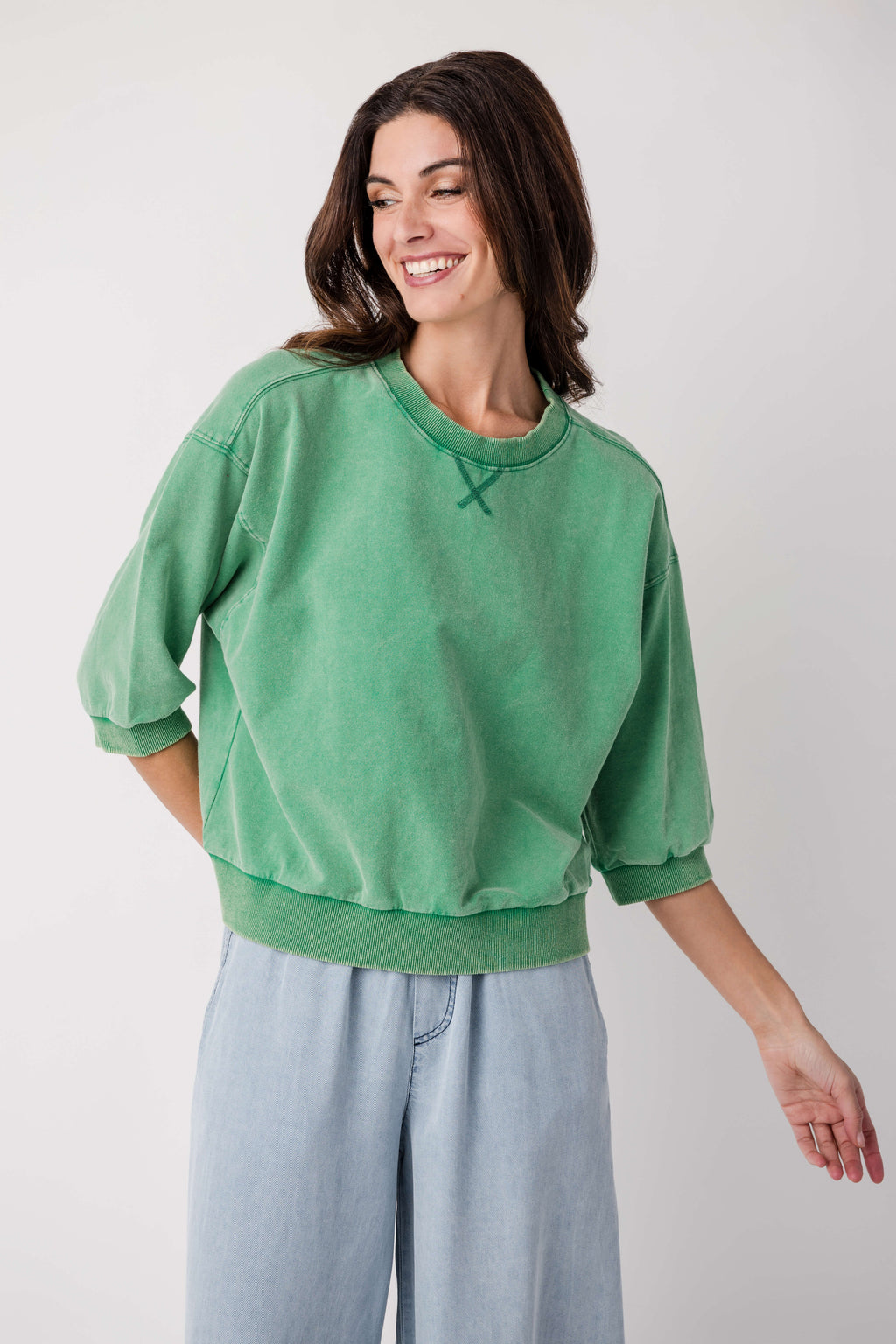 Jodifl Solid 3/4 Dolan Sleeve Sweatshirt Top