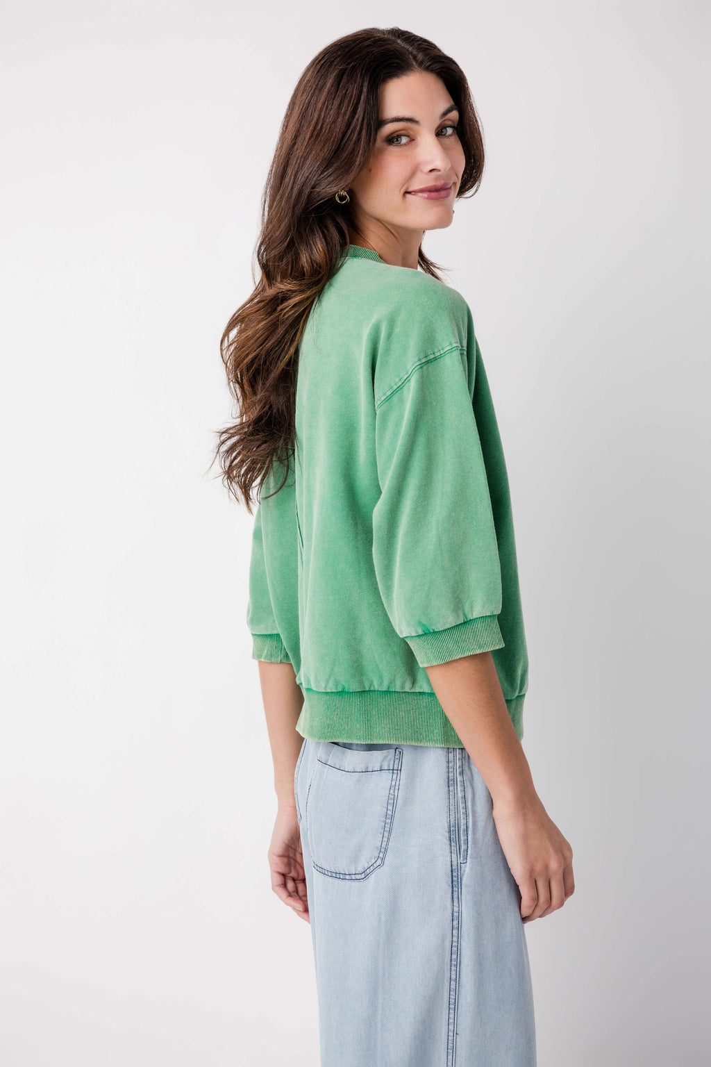 Jodifl Solid 3/4 Dolan Sleeve Sweatshirt Top