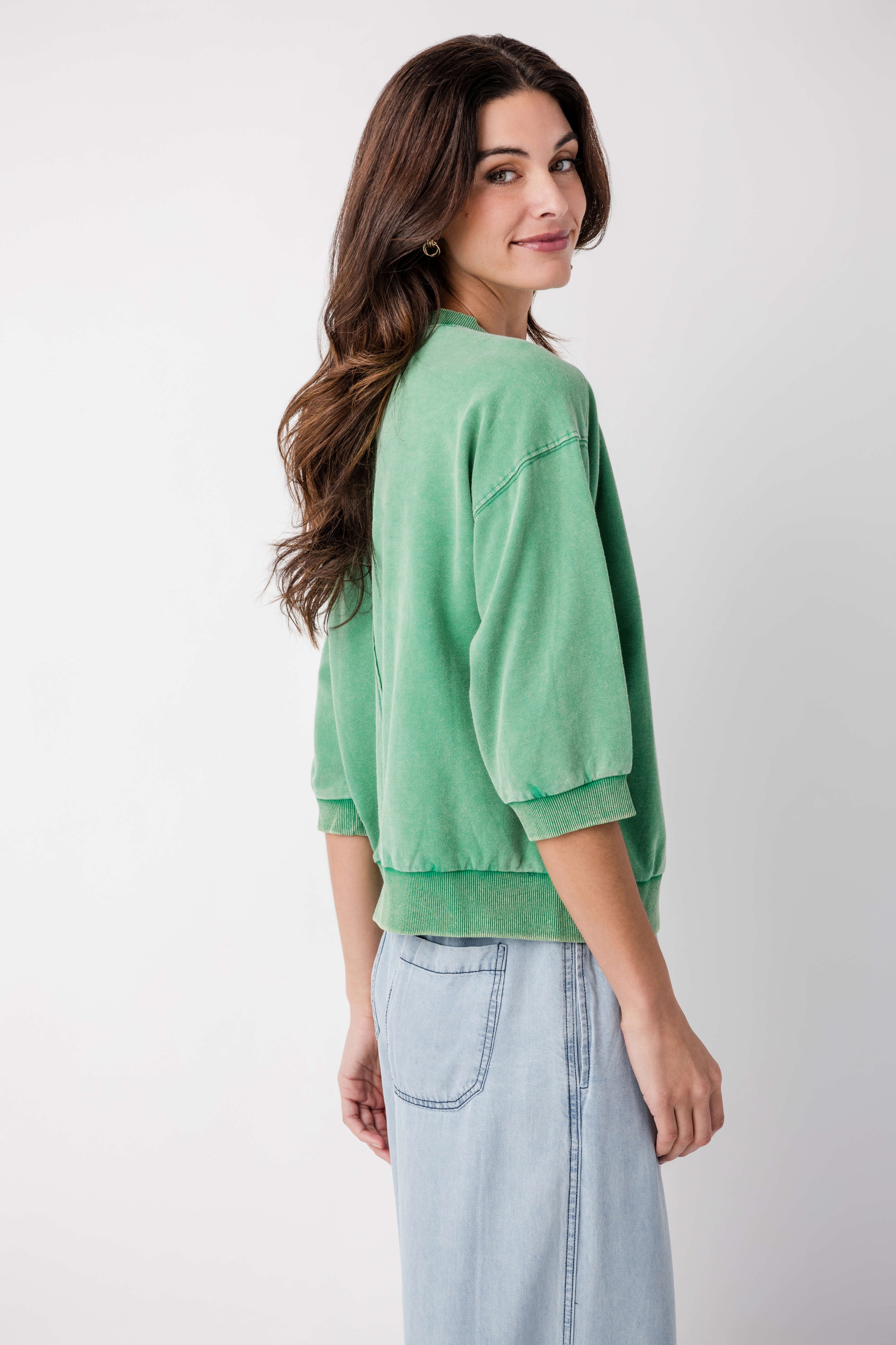 Jodifl Solid 3/4 Dolan Sleeve Sweatshirt Top