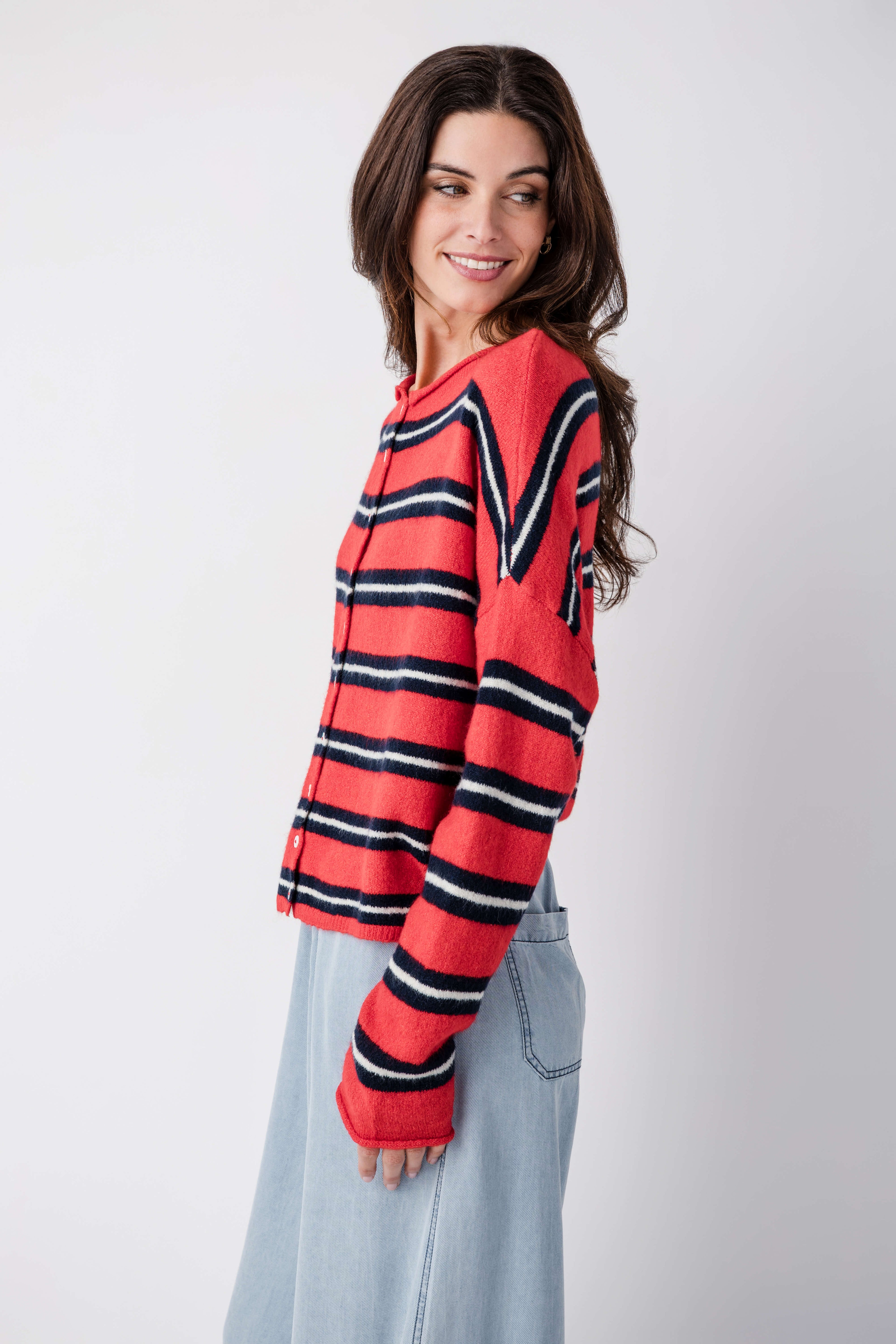 Things Between Varsity Striped Piper Cardigan