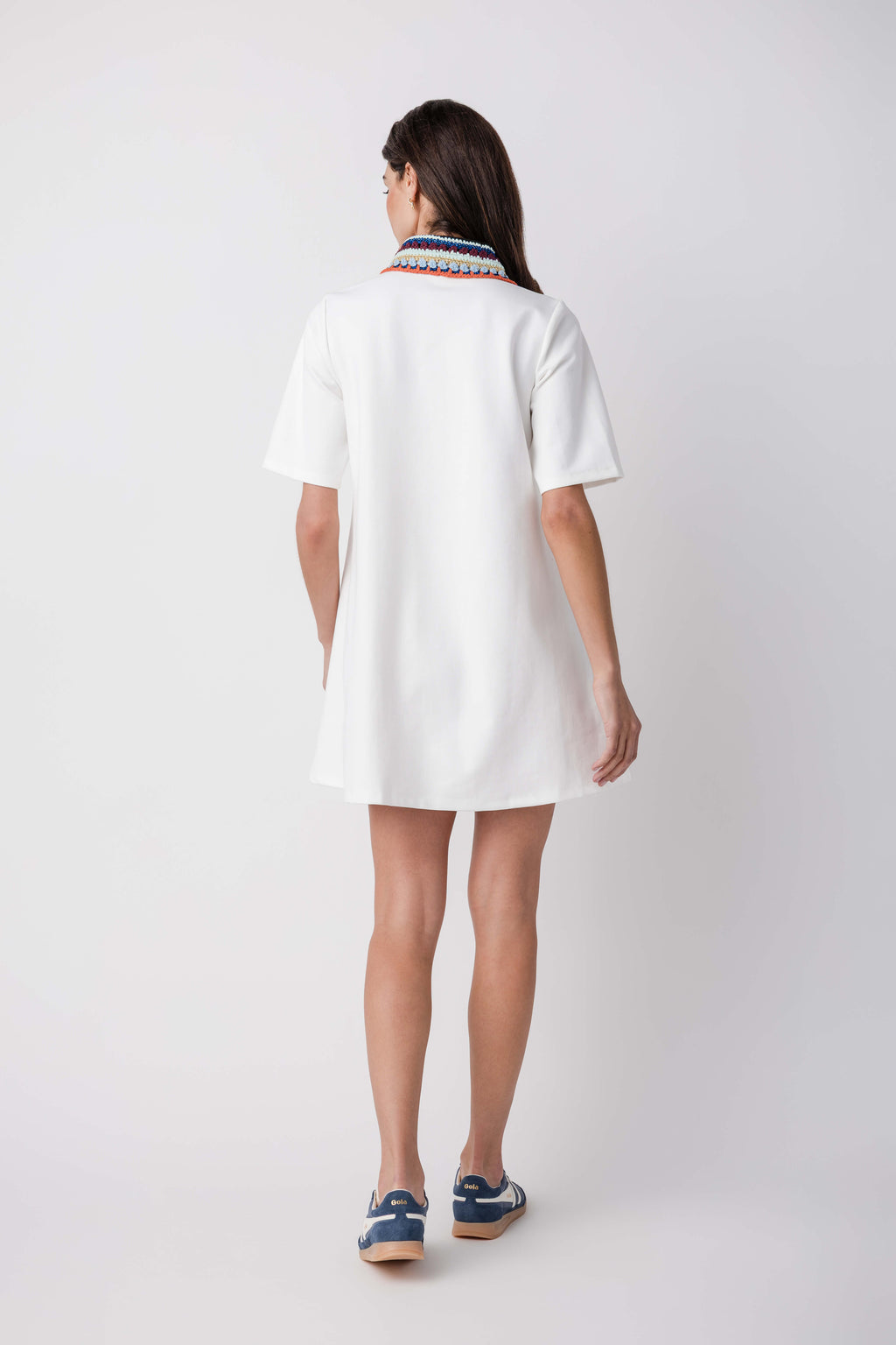 English Factory Knitted Collar A-line Shirt Dress