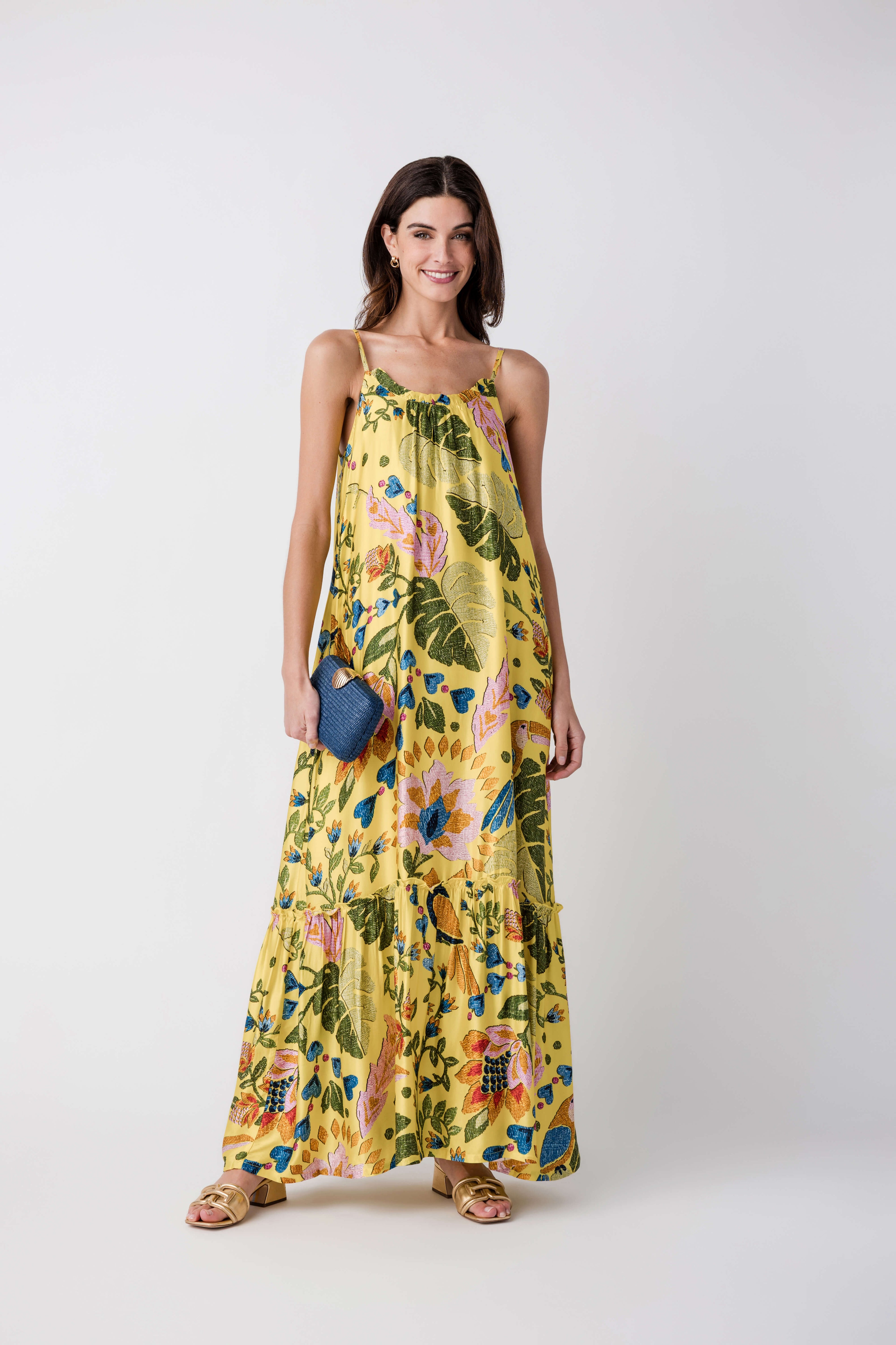 En Creme Printed Cami Maxi Dress