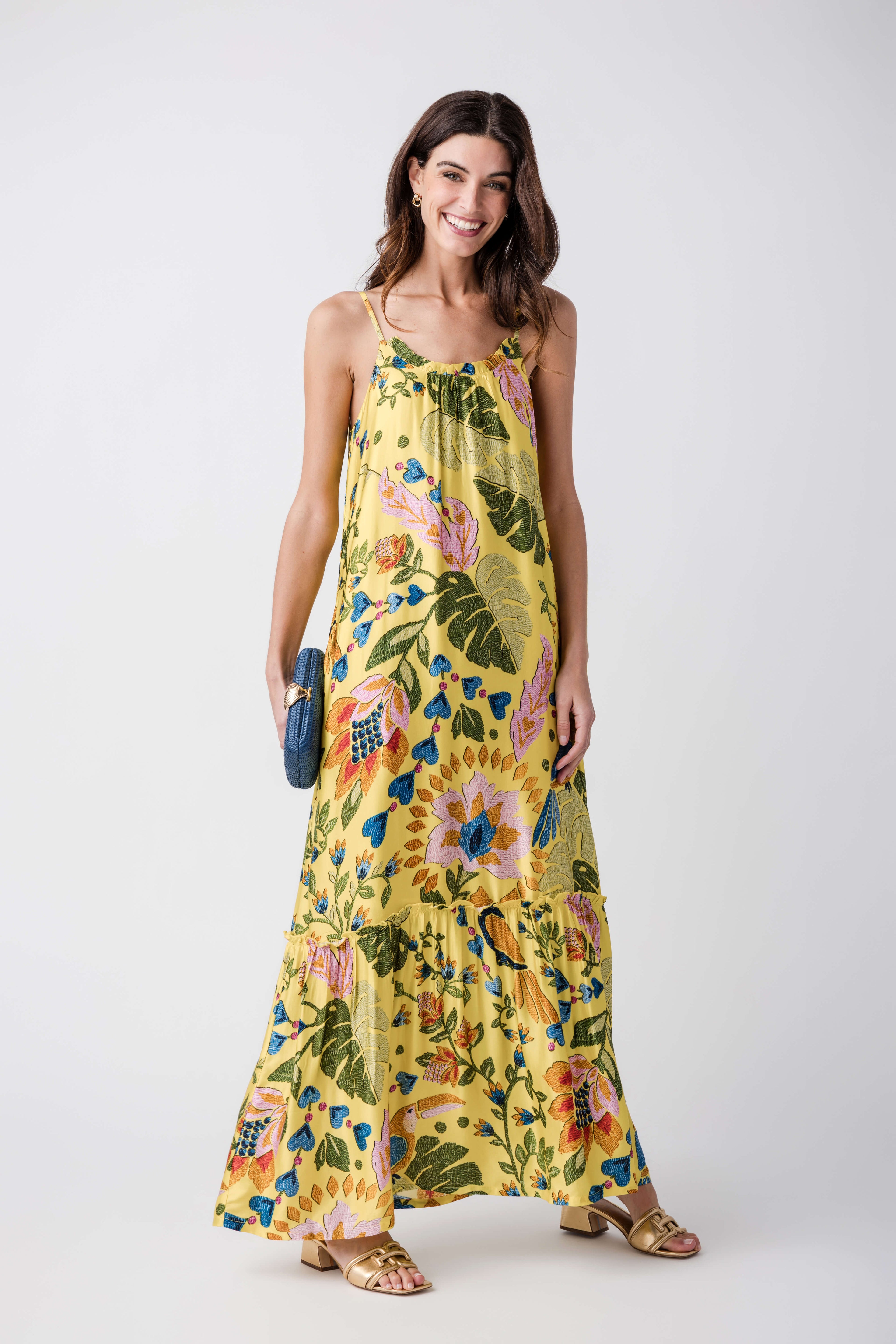 En Creme Printed Cami Maxi Dress