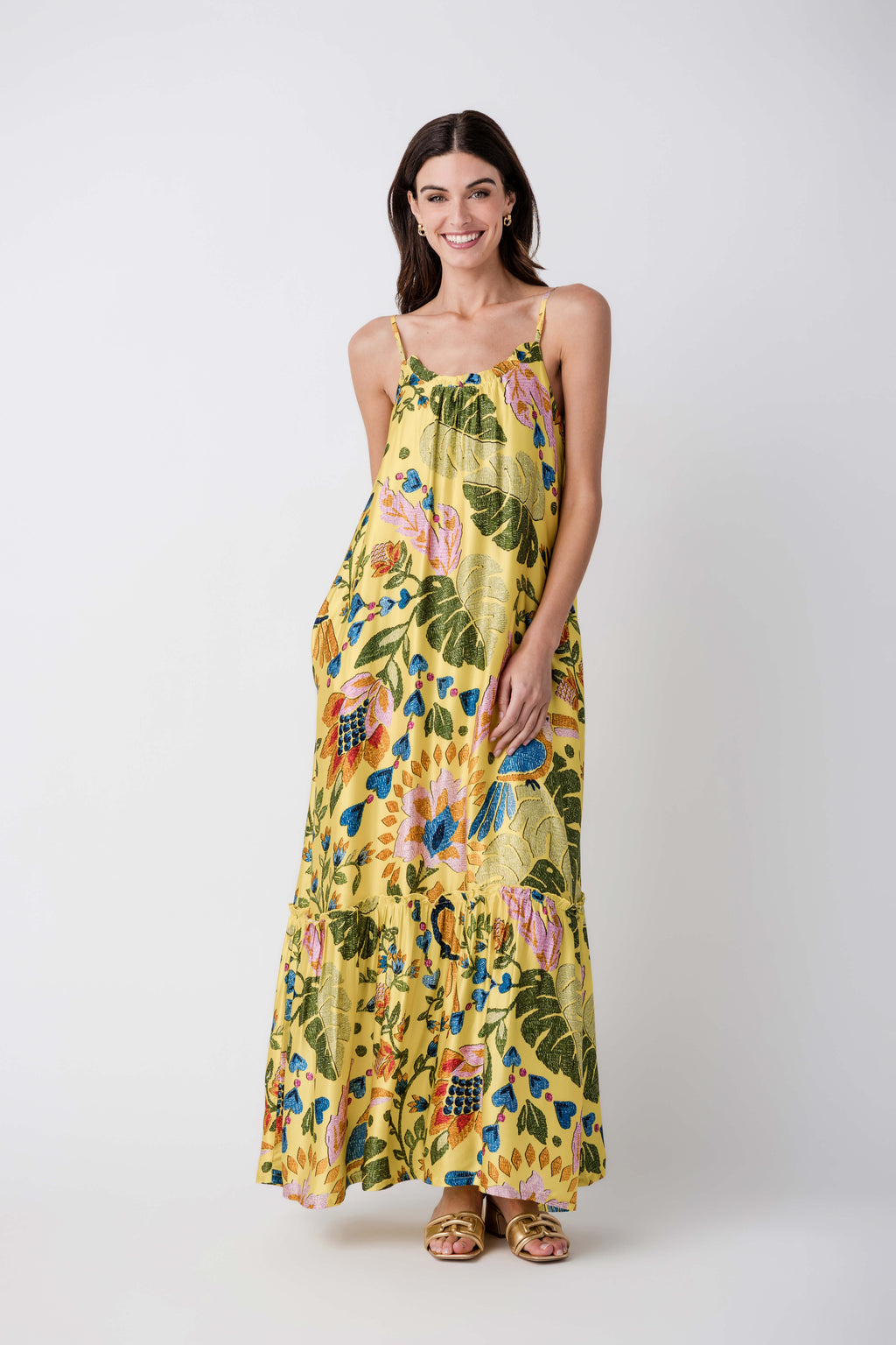 En Creme Printed Cami Maxi Dress