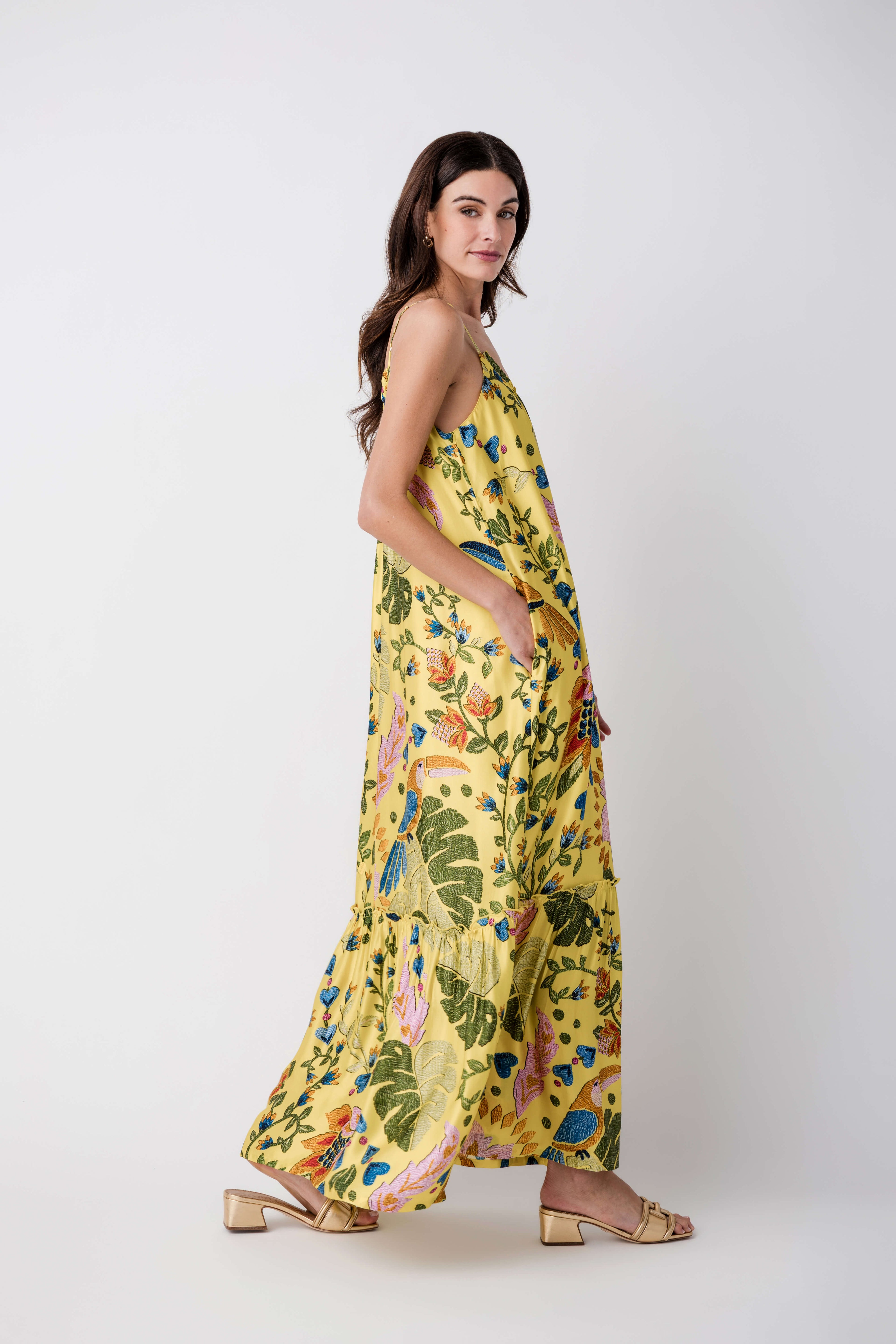 En Creme Printed Cami Maxi Dress