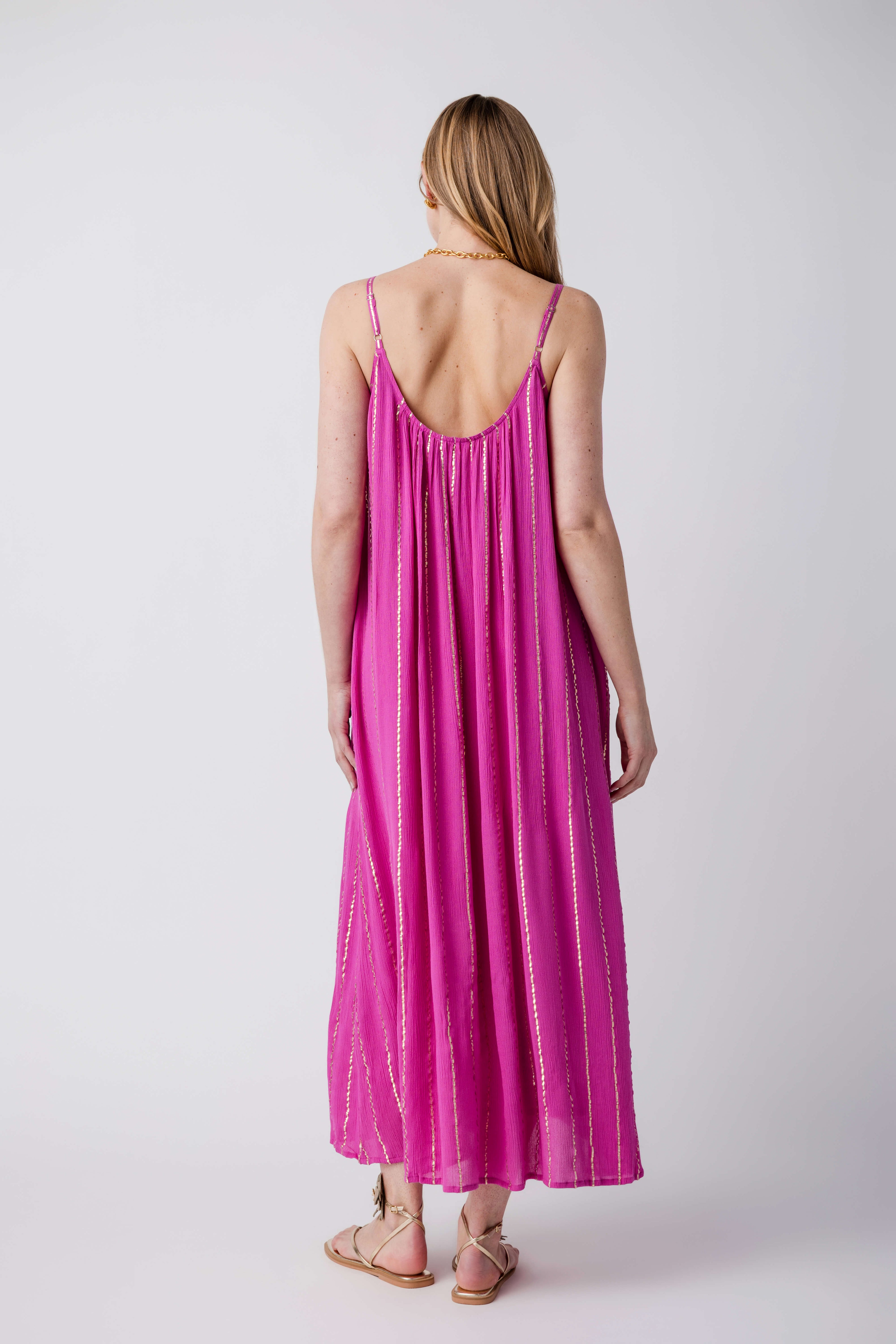 En Creme Lurex Striped Maxi Dress