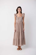 Promesa Gingham Smocked Ruffle Maxi Dress