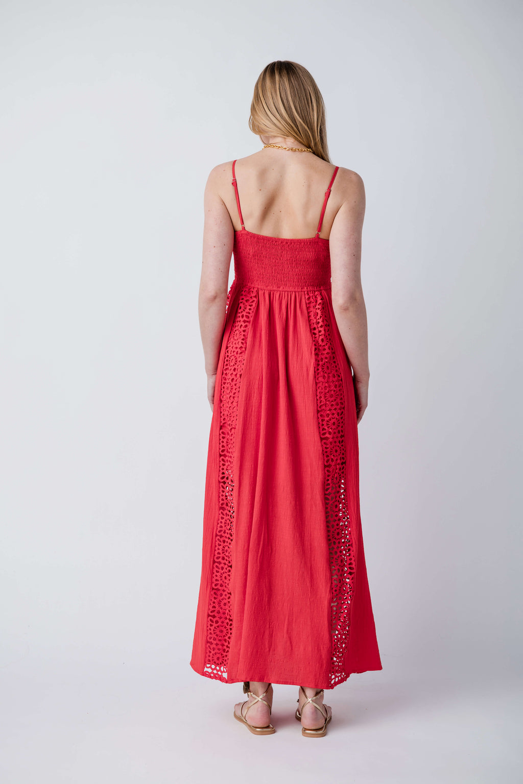Promesa Crochet Paneled Maxi Dress