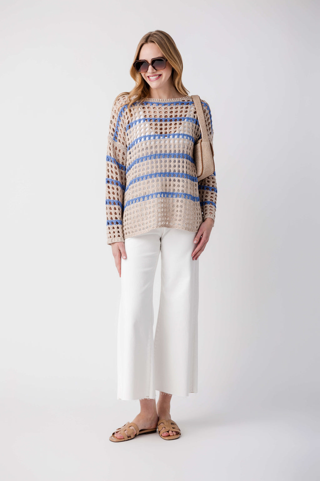 Fate Boat Neck Striped Knit Sweater