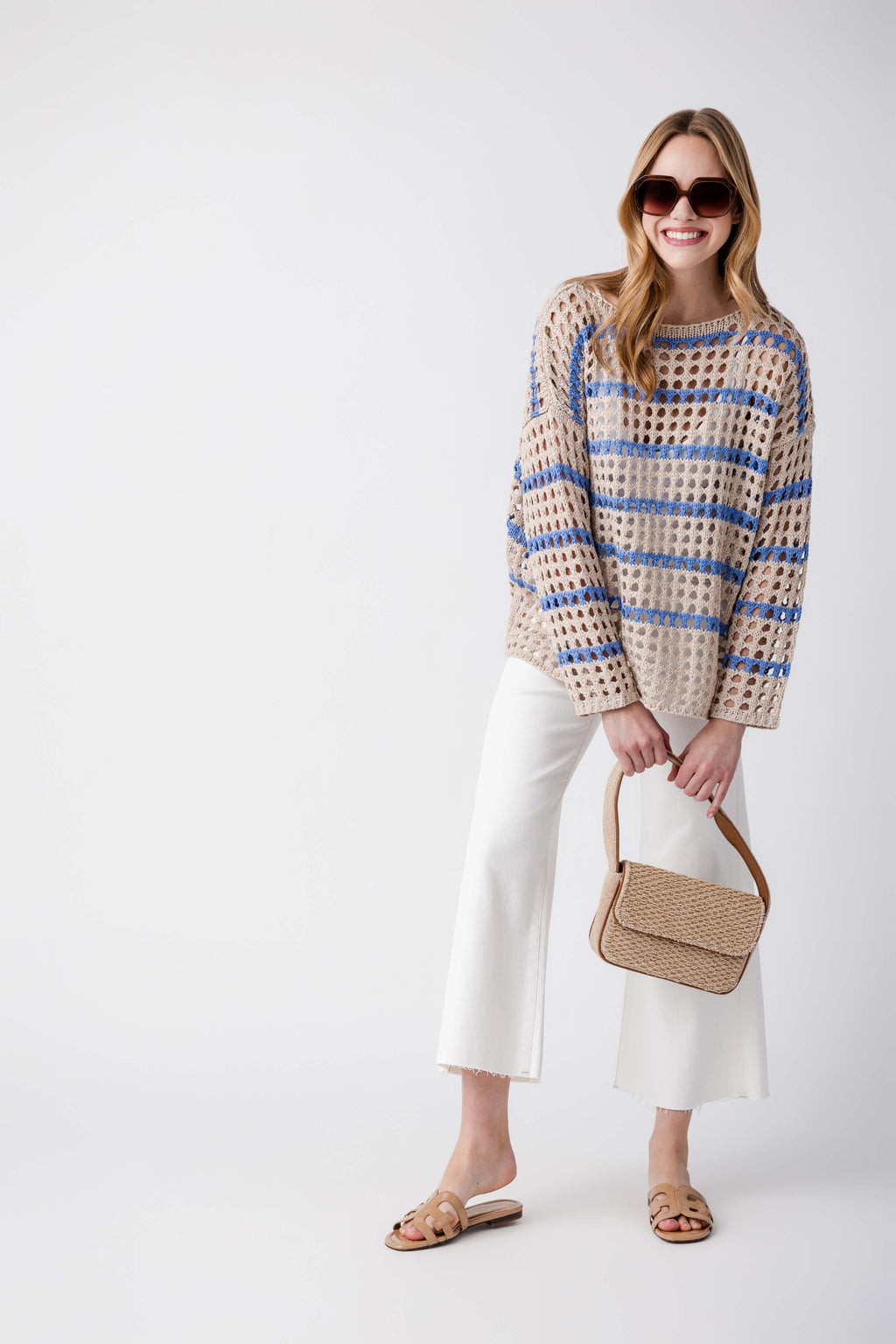 Fate Boat Neck Striped Knit Sweater