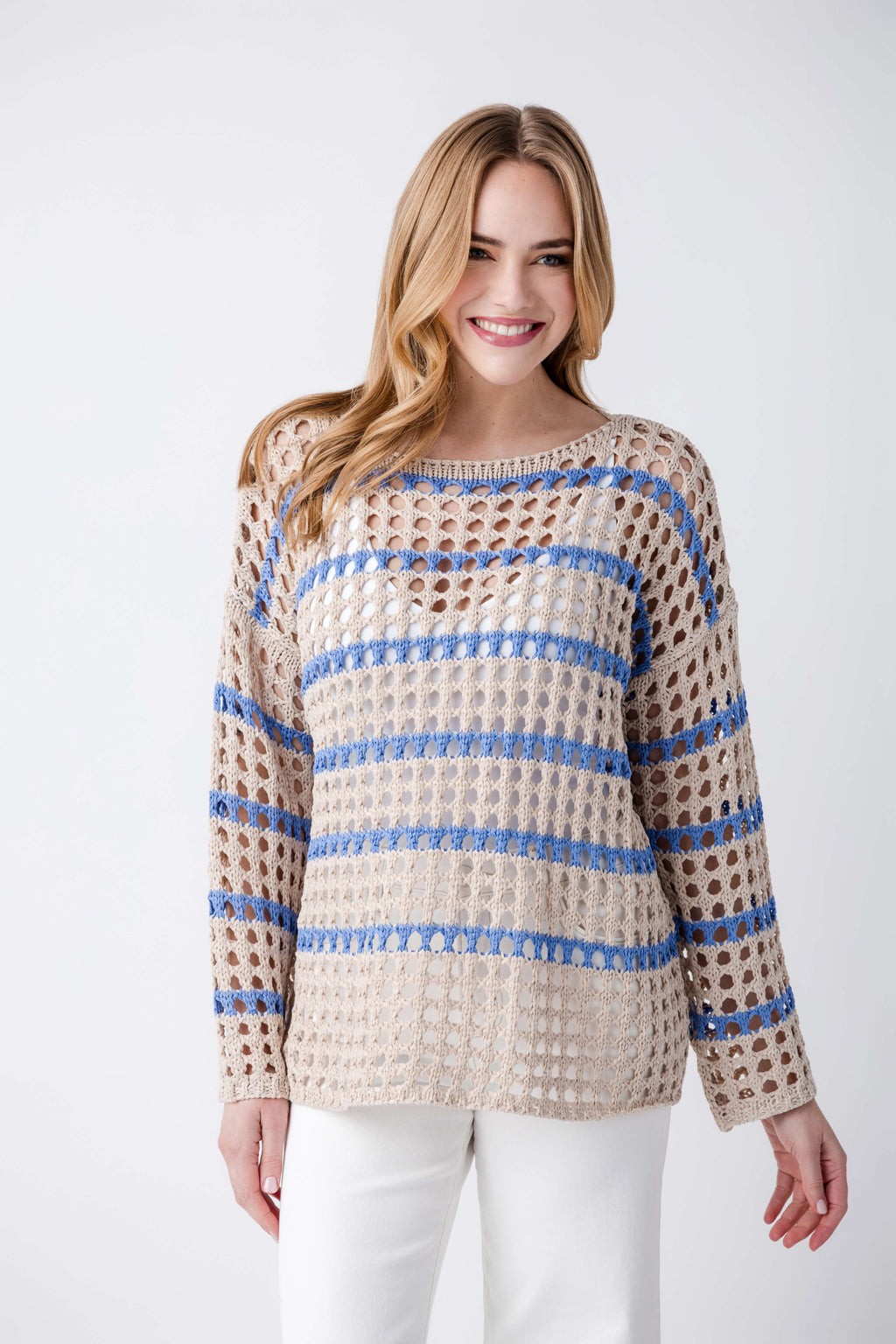 Fate Boat Neck Striped Knit Sweater