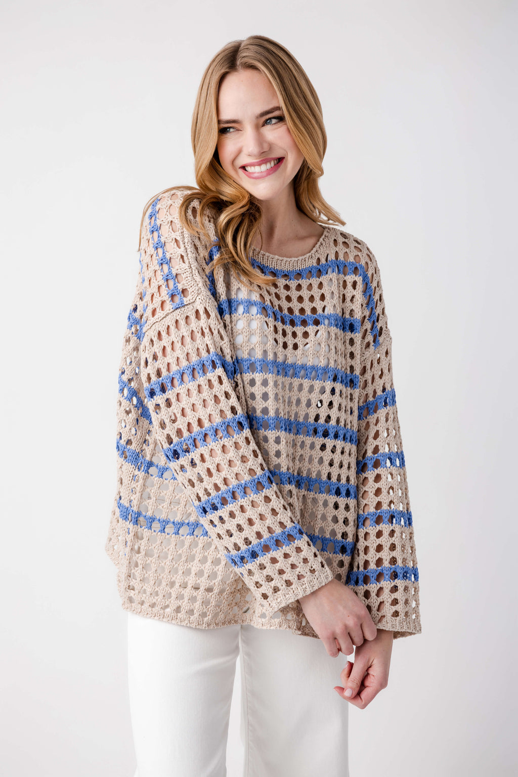 Fate Boat Neck Striped Knit Sweater