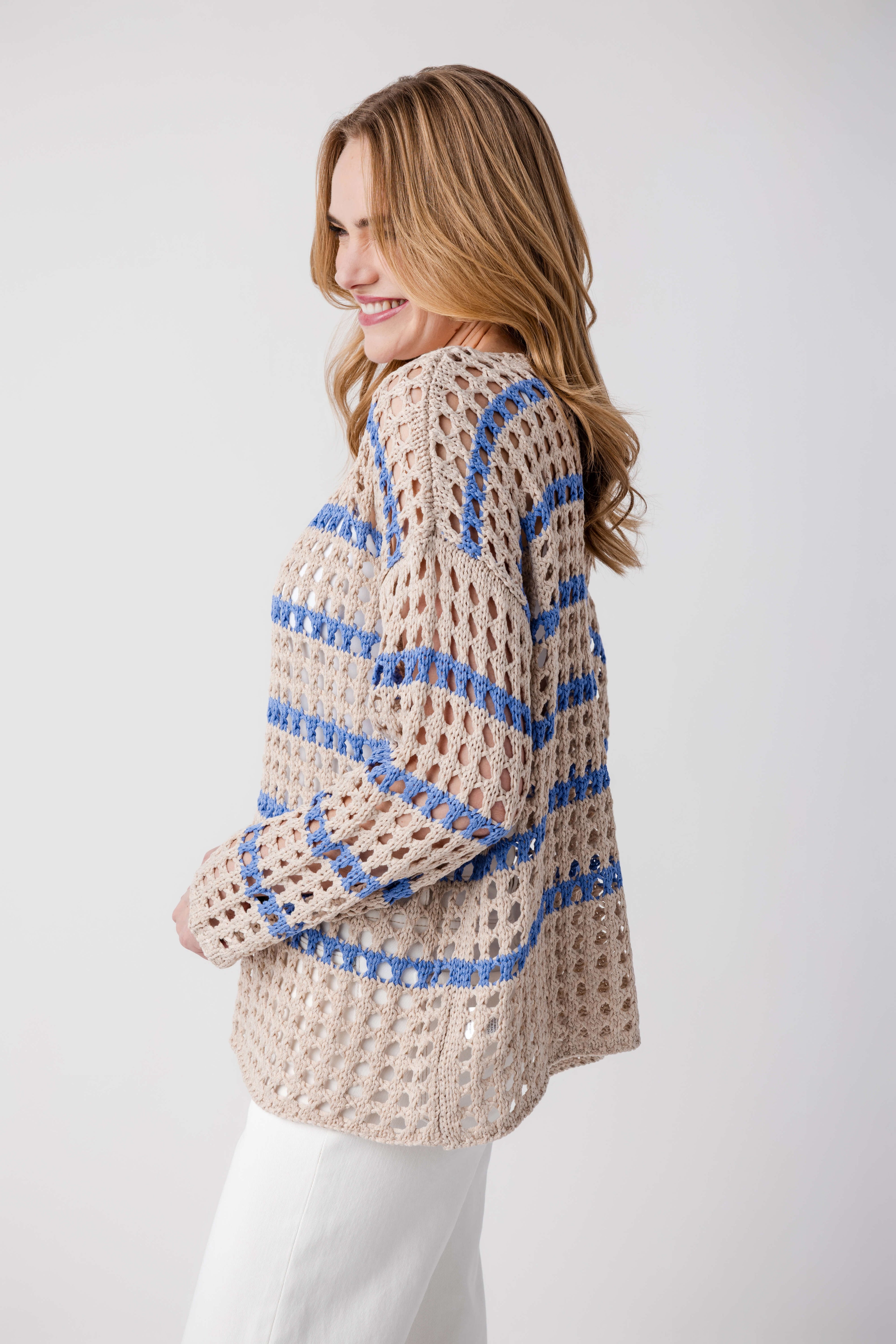 Fate Boat Neck Striped Knit Sweater