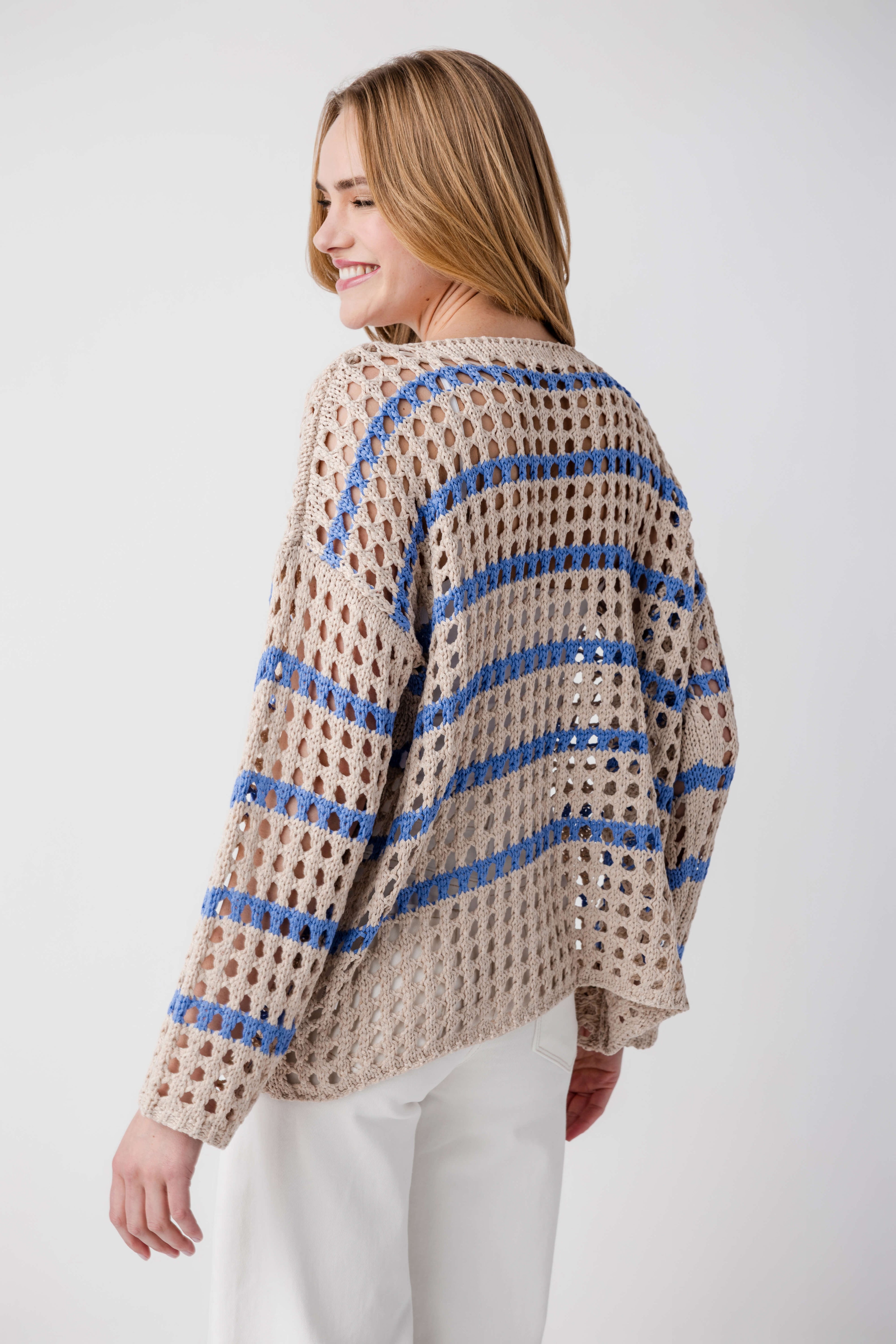 Fate Boat Neck Striped Knit Sweater