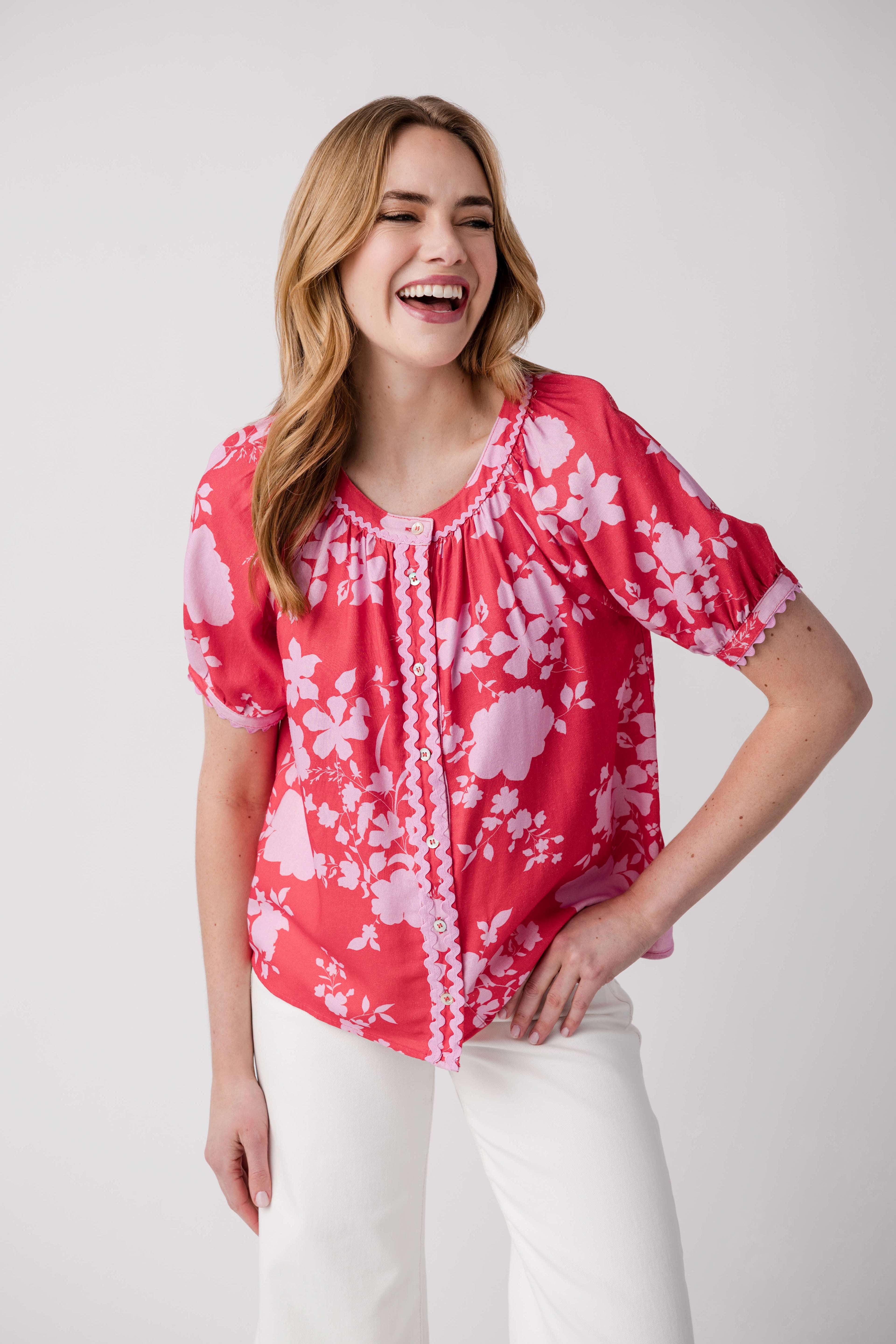 Fate Ric Rac Button Down Top