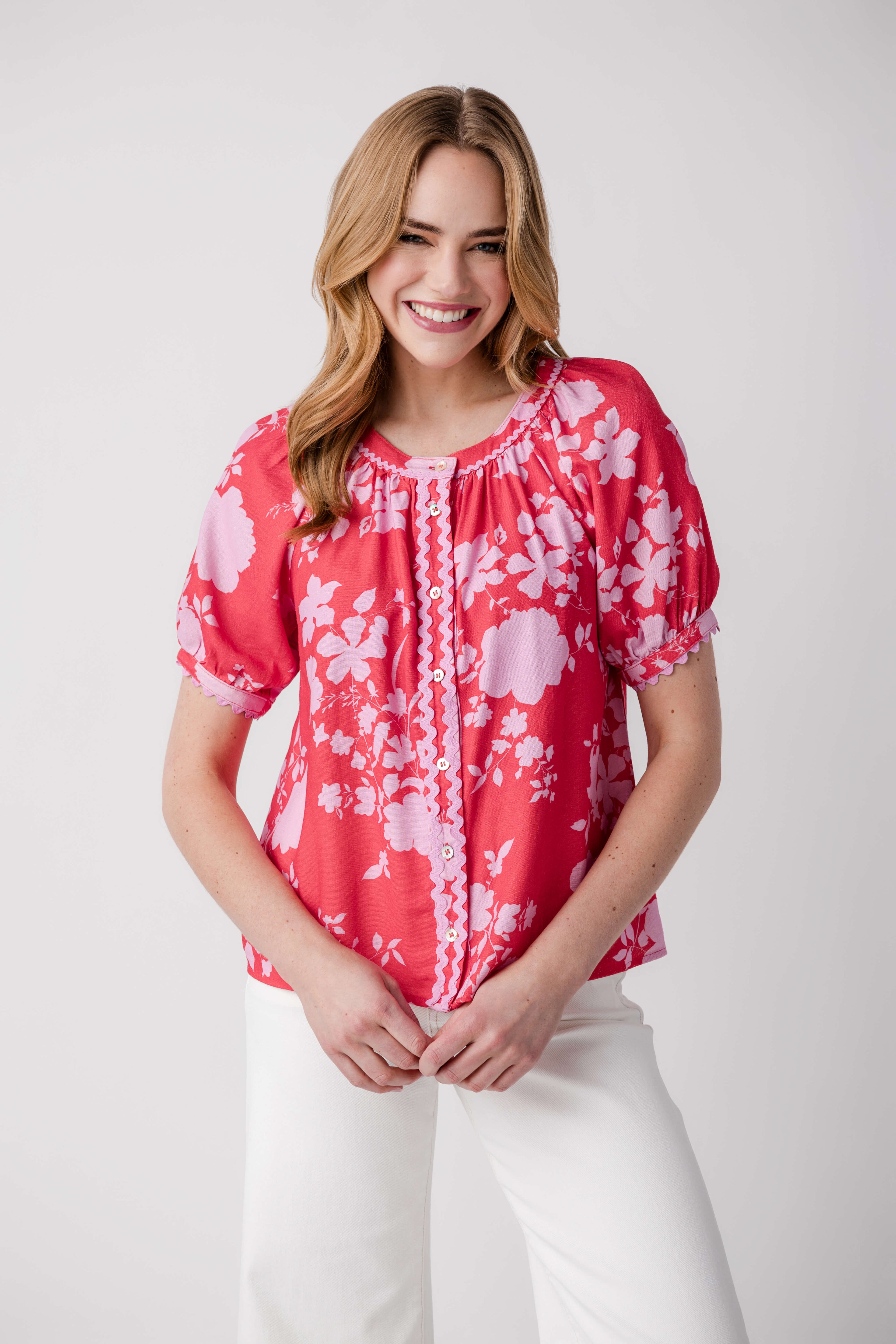 Fate Ric Rac Button Down Top