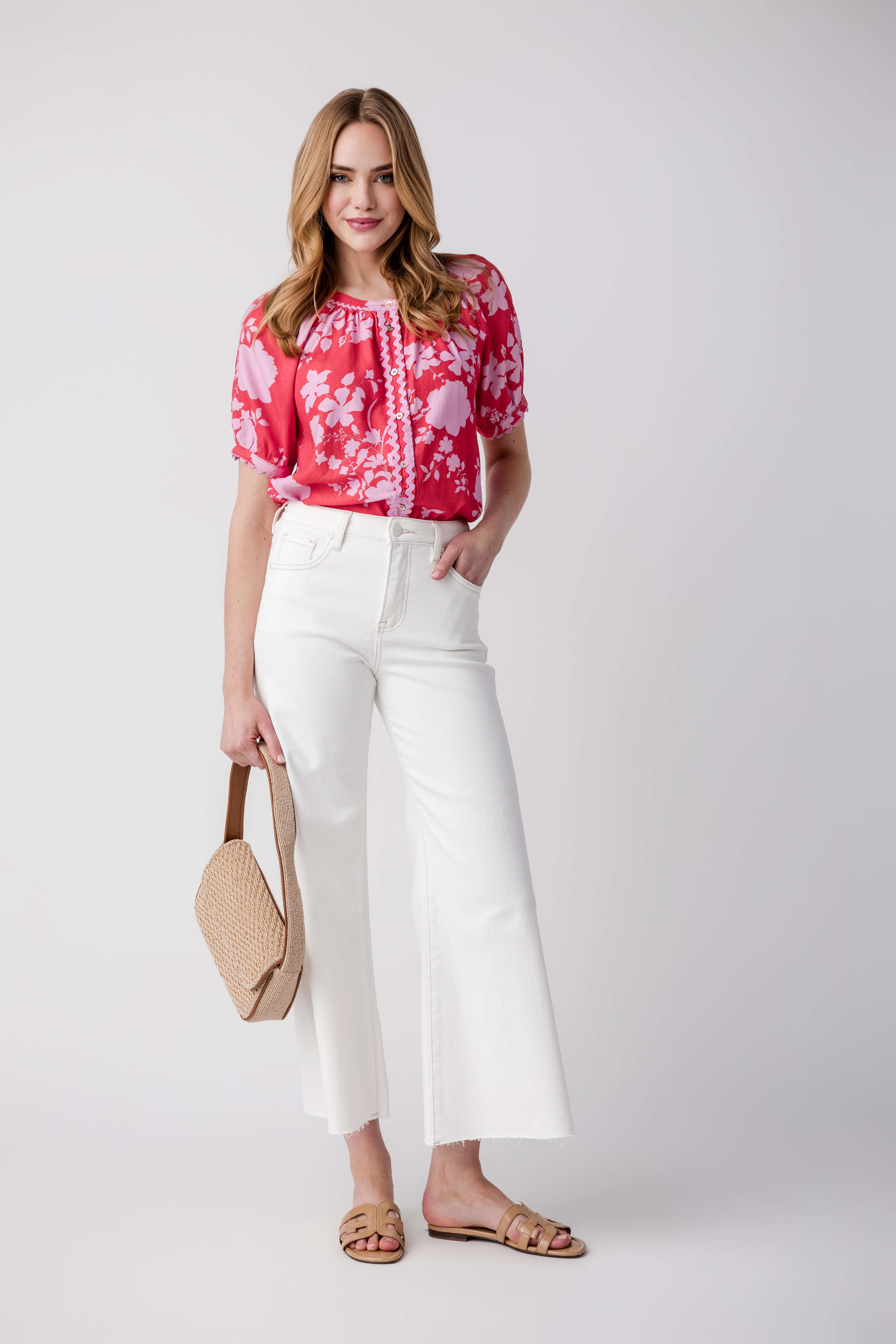 Fate Ric Rac Button Down Top