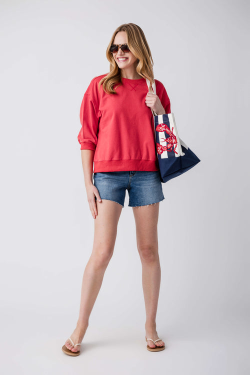 Jodifl Solid 3/4 Dolan Sleeve Sweatshirt Top