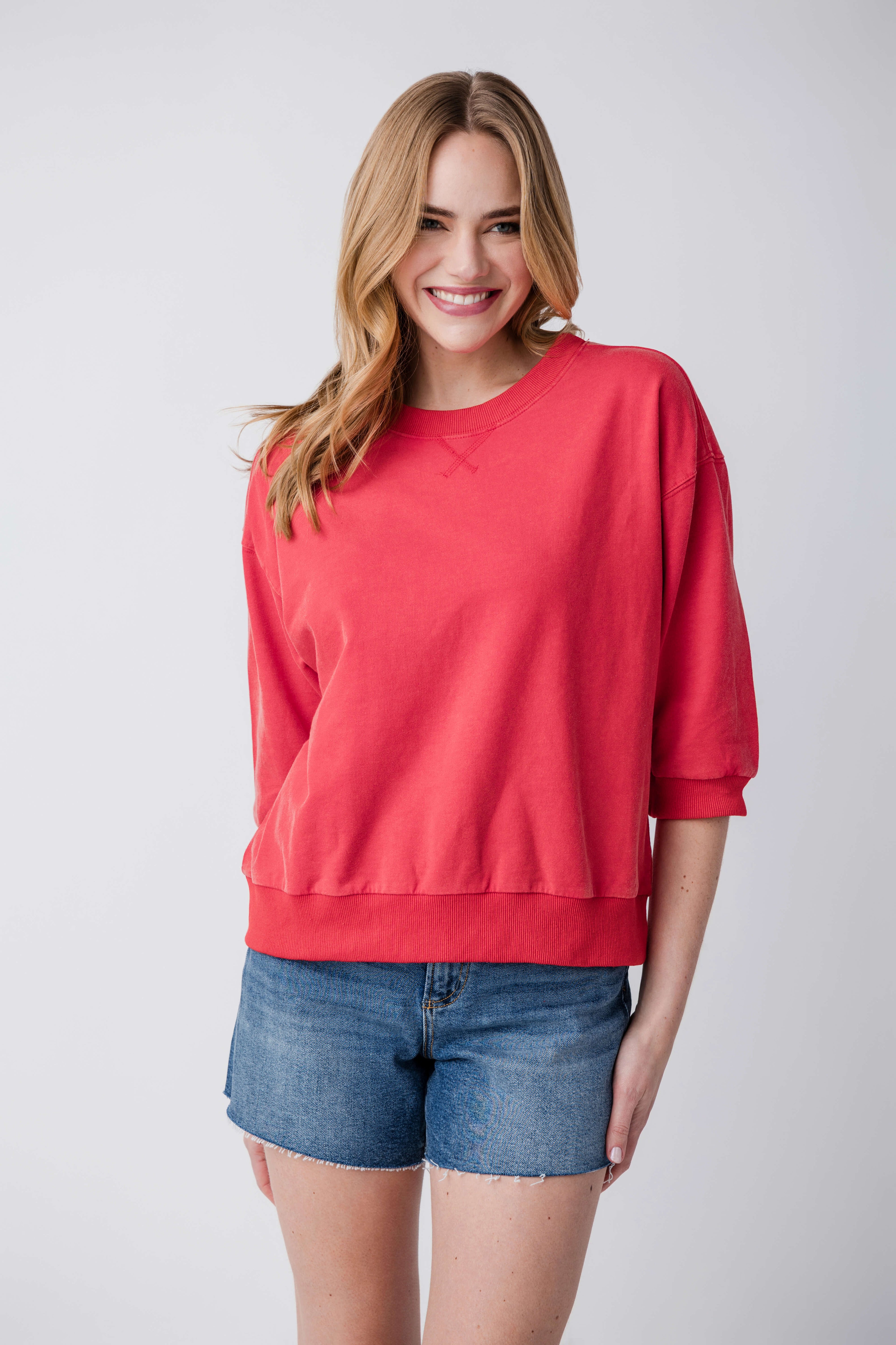 Jodifl Solid 3/4 Dolan Sleeve Sweatshirt Top