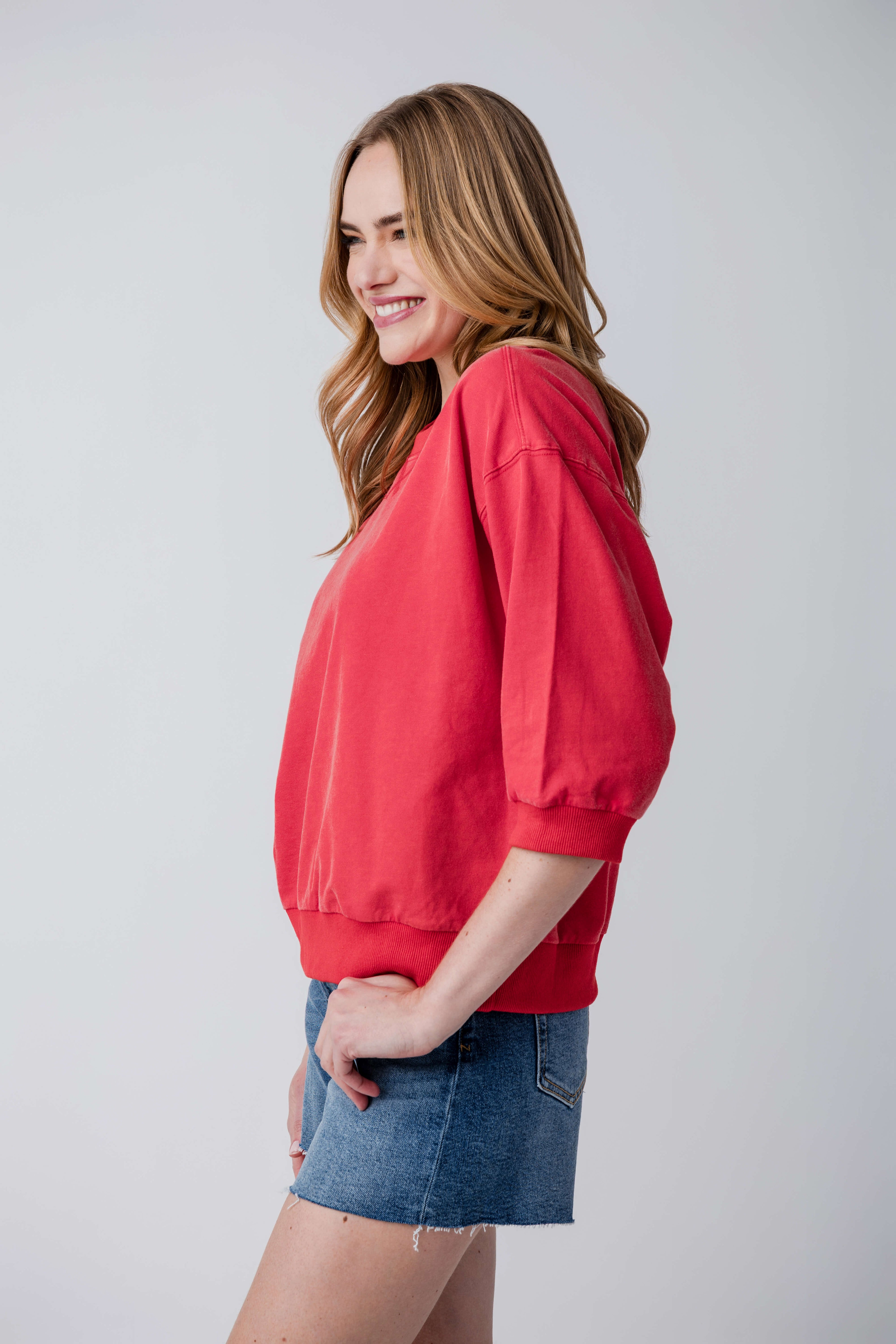 Jodifl Solid 3/4 Dolan Sleeve Sweatshirt Top