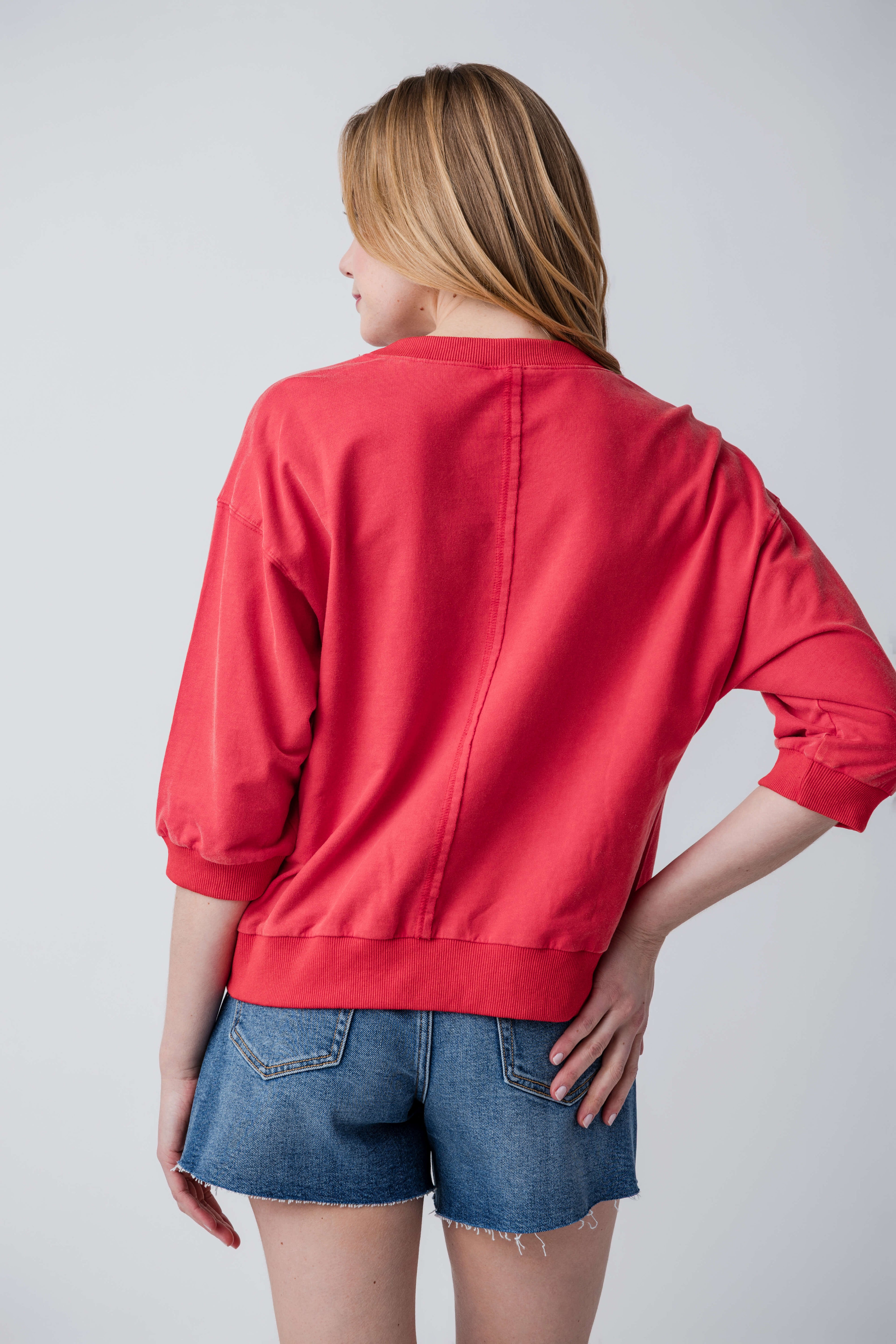 Jodifl Solid 3/4 Dolan Sleeve Sweatshirt Top