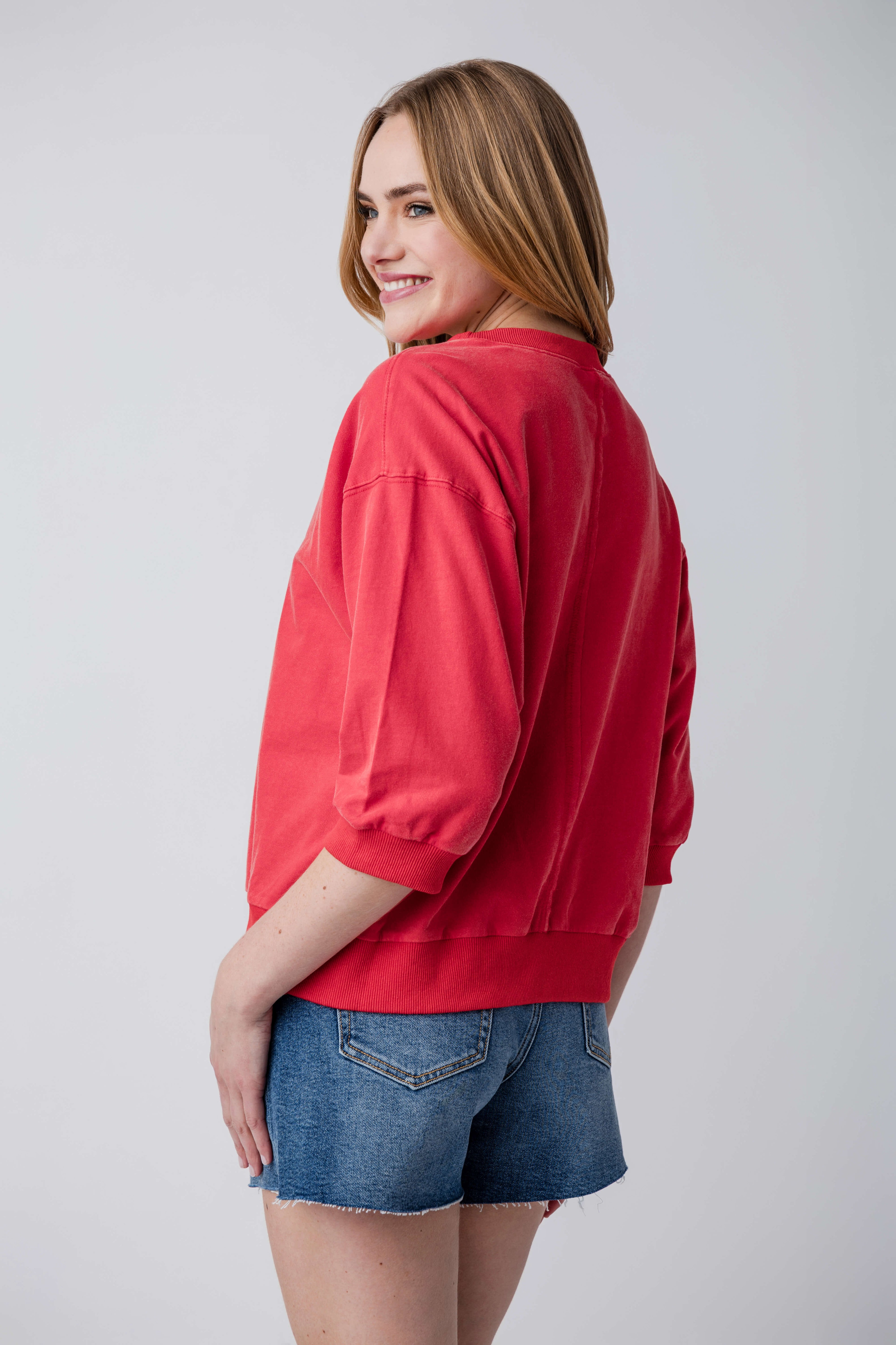 Jodifl Solid 3/4 Dolan Sleeve Sweatshirt Top