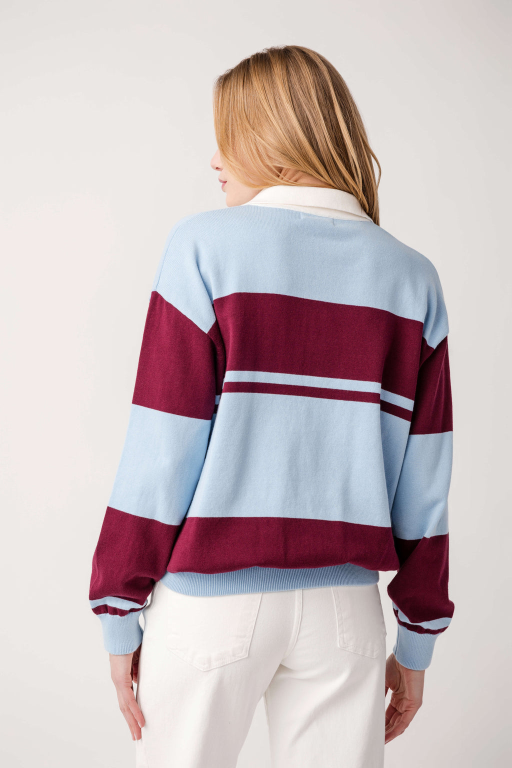 Berry Mellow Stripe Polo Sweater