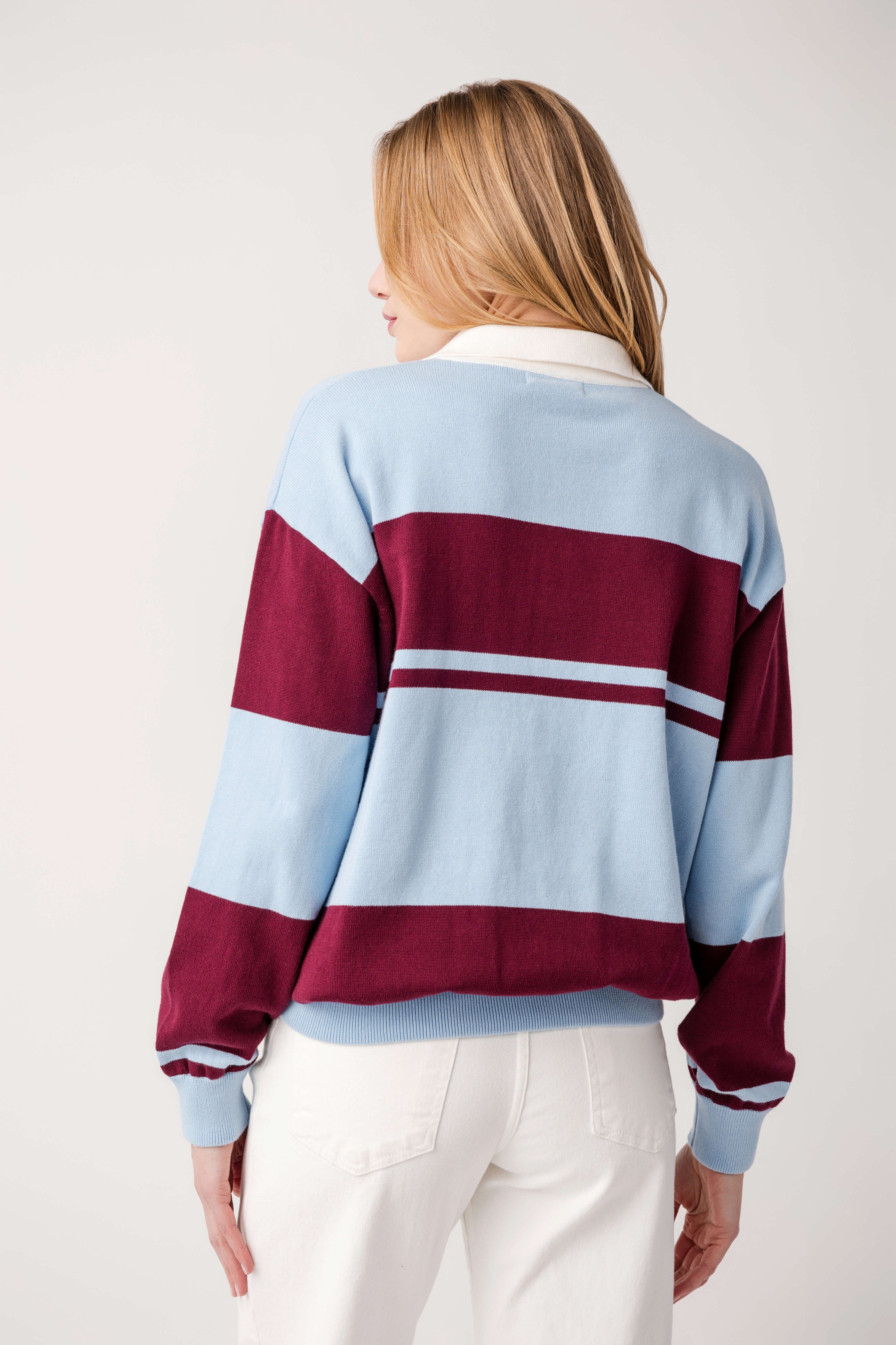 Berry Mellow Stripe Polo Sweater