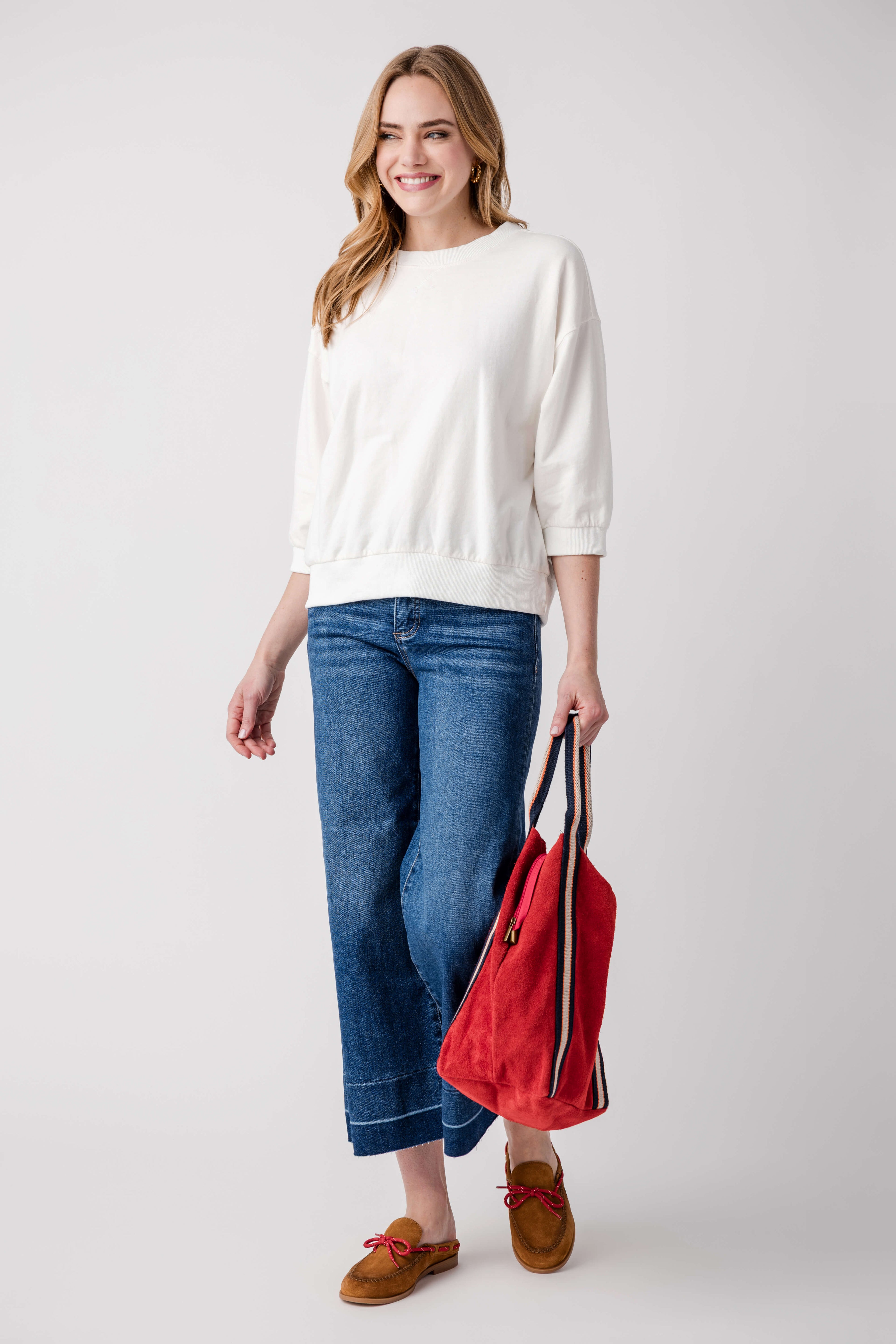 Jodifl Solid 3/4 Dolan Sleeve Sweatshirt Top