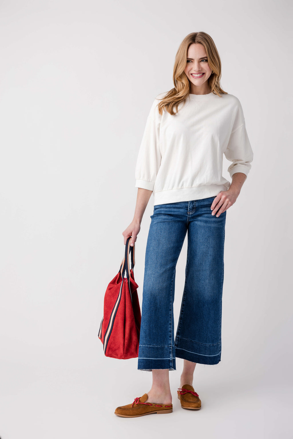 Jodifl Solid 3/4 Dolan Sleeve Sweatshirt Top