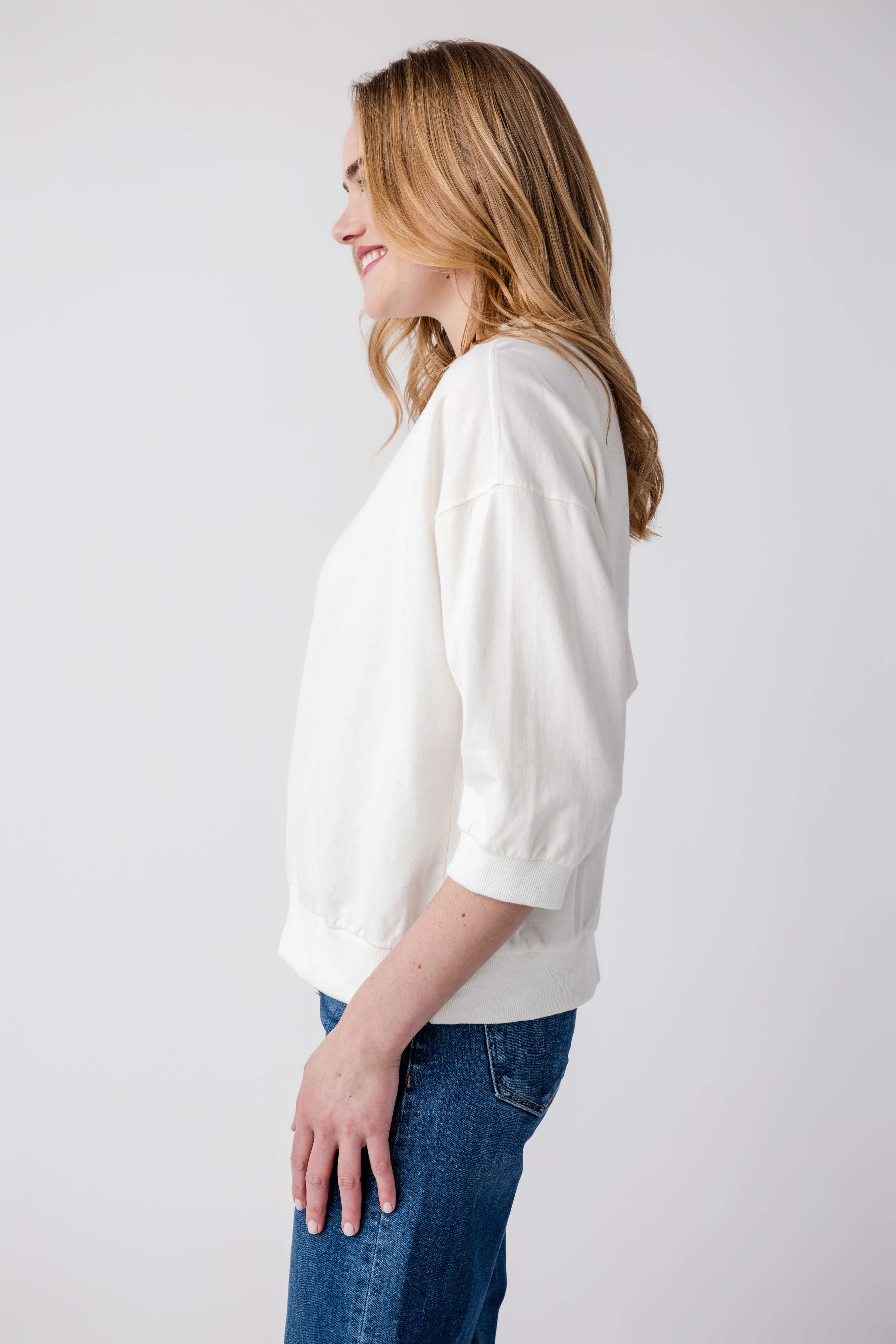 Jodifl Solid 3/4 Dolan Sleeve Sweatshirt Top