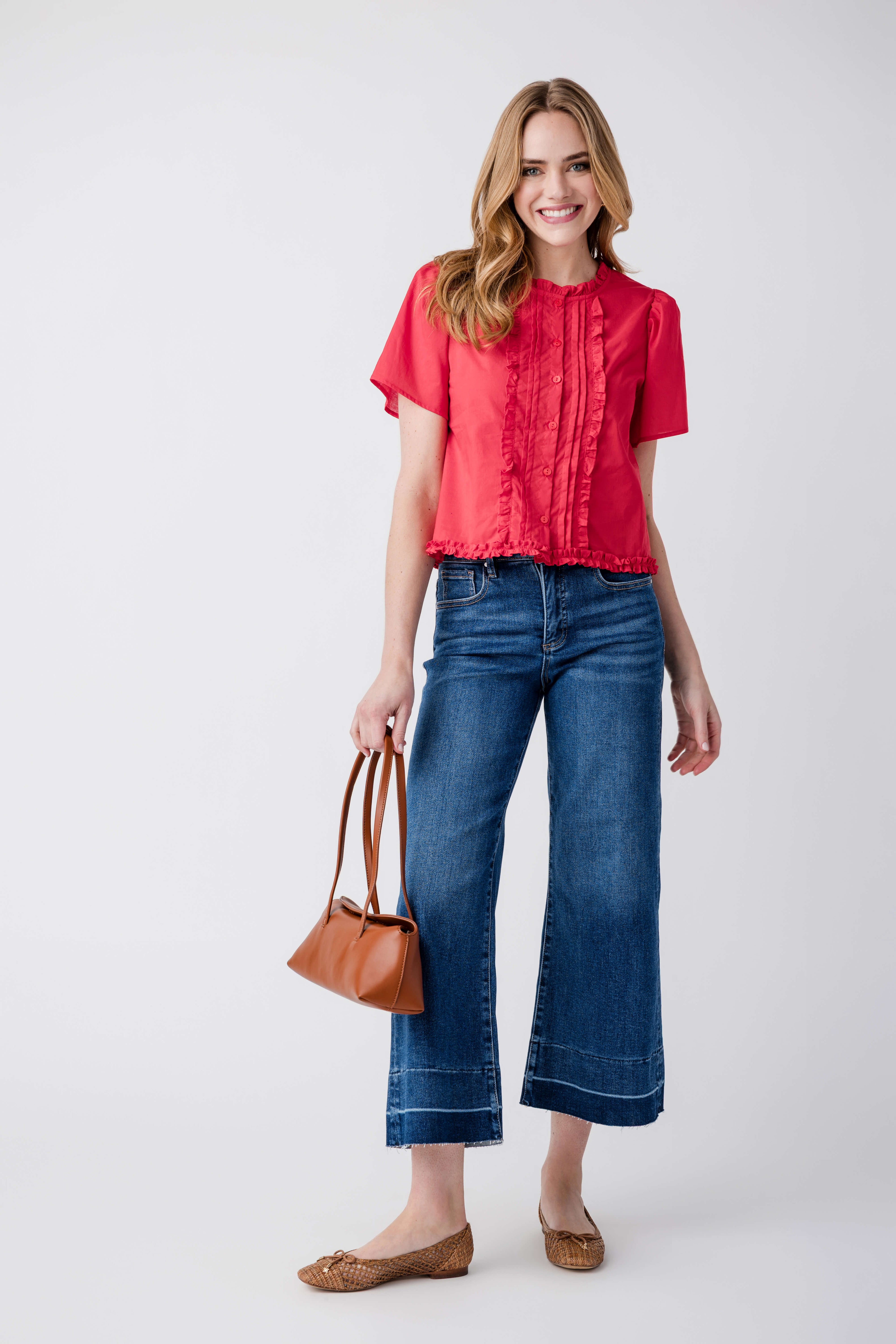 Risen Kaia High Rise Released Hem Crop Wide Leg Jeans